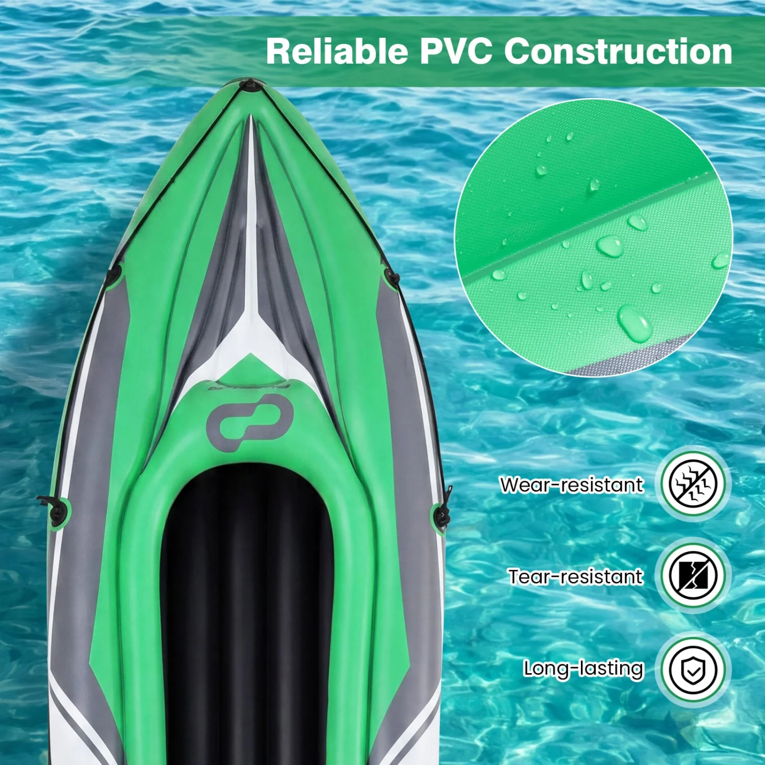 11.5 Feet Inflatable Kayak 2 Person Heavy Duty with Aluminum Paddles, Green - Image 6