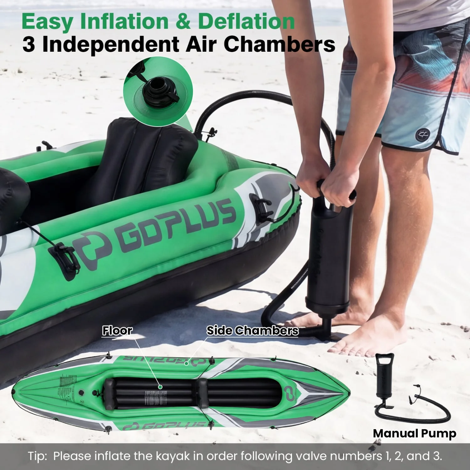 11.5 Feet Inflatable Kayak 2 Person Heavy Duty with Aluminum Paddles, Green - Image 9