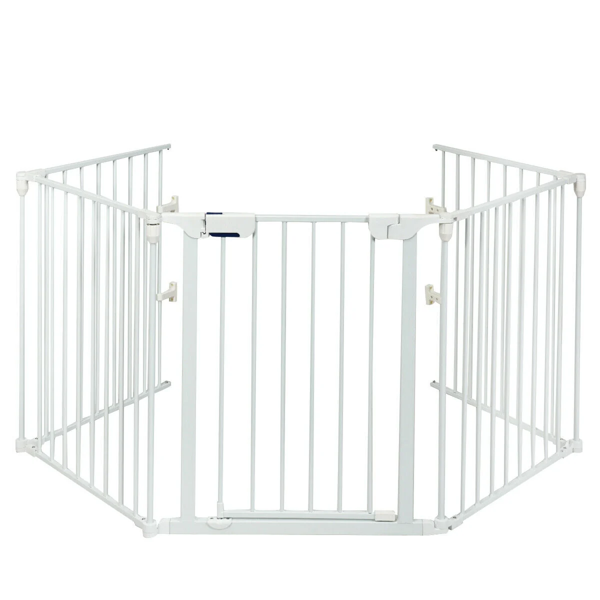 115 Inch 5 Panel Adjustable Wide Fireplace Fence, White - Image 4
