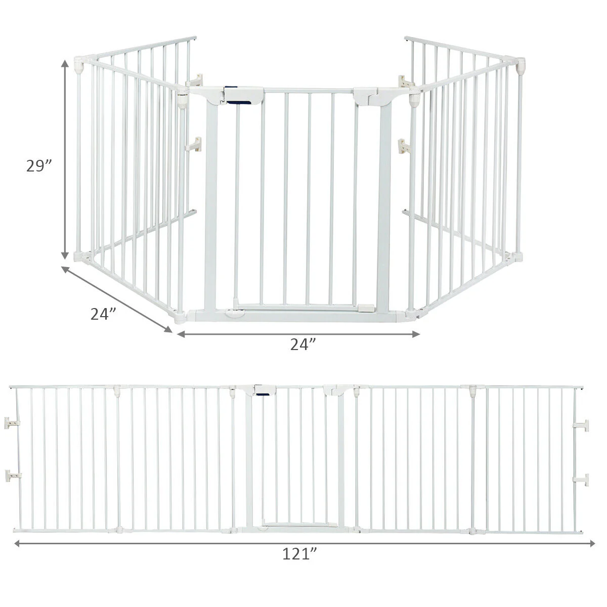 115 Inch 5 Panel Adjustable Wide Fireplace Fence, White - Image 5