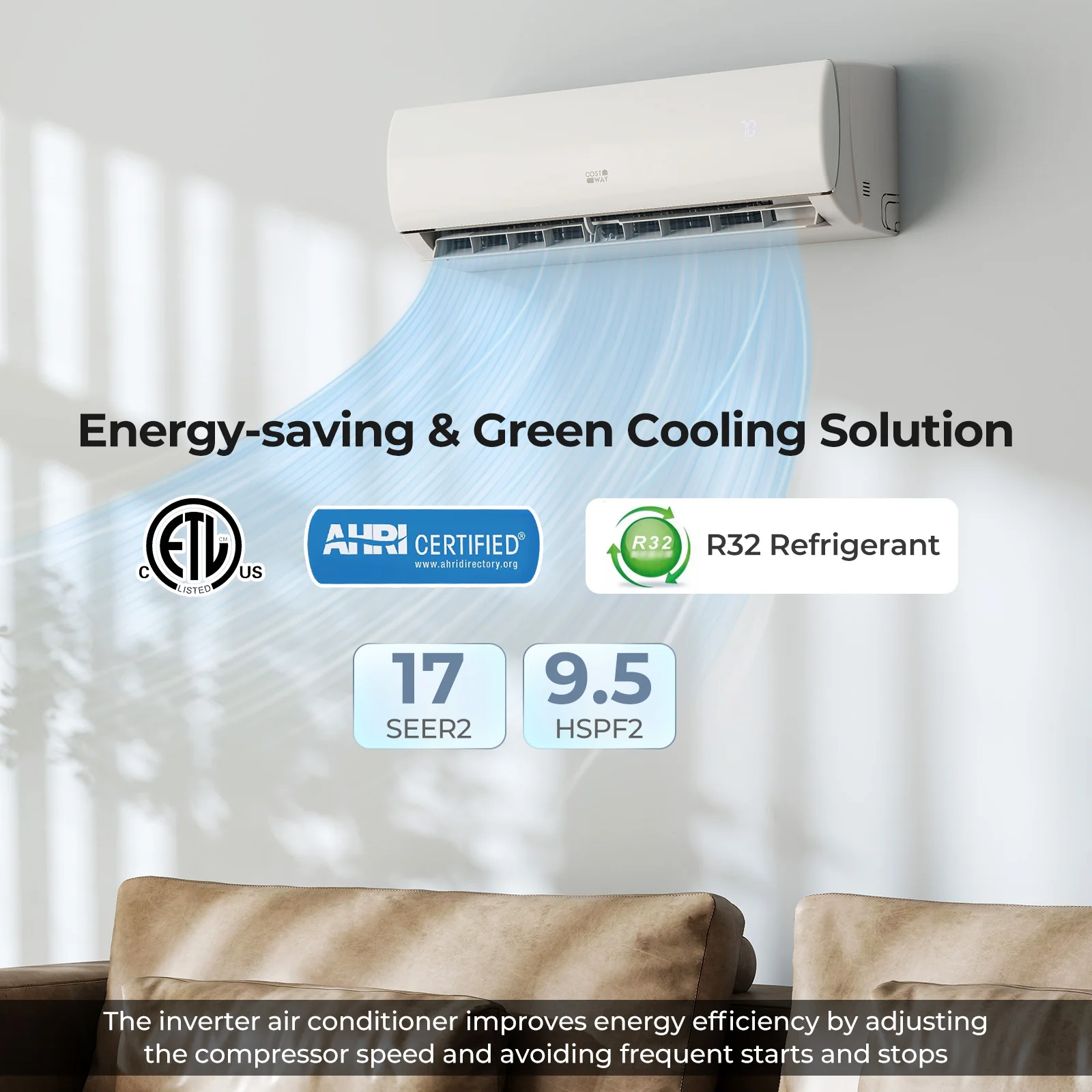 11500 BTU 115V Mini Split AC, Heat Pump, Wifi, White - Image 9