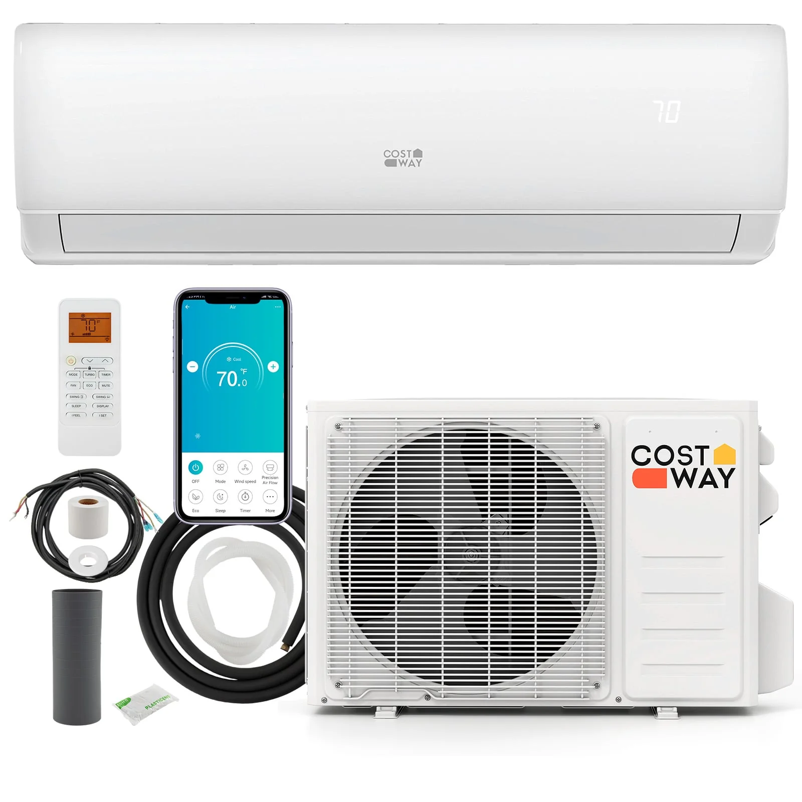 11500 BTU 208/230V Mini Split Air Conditioner, Heater Pump System, White - Image 2
