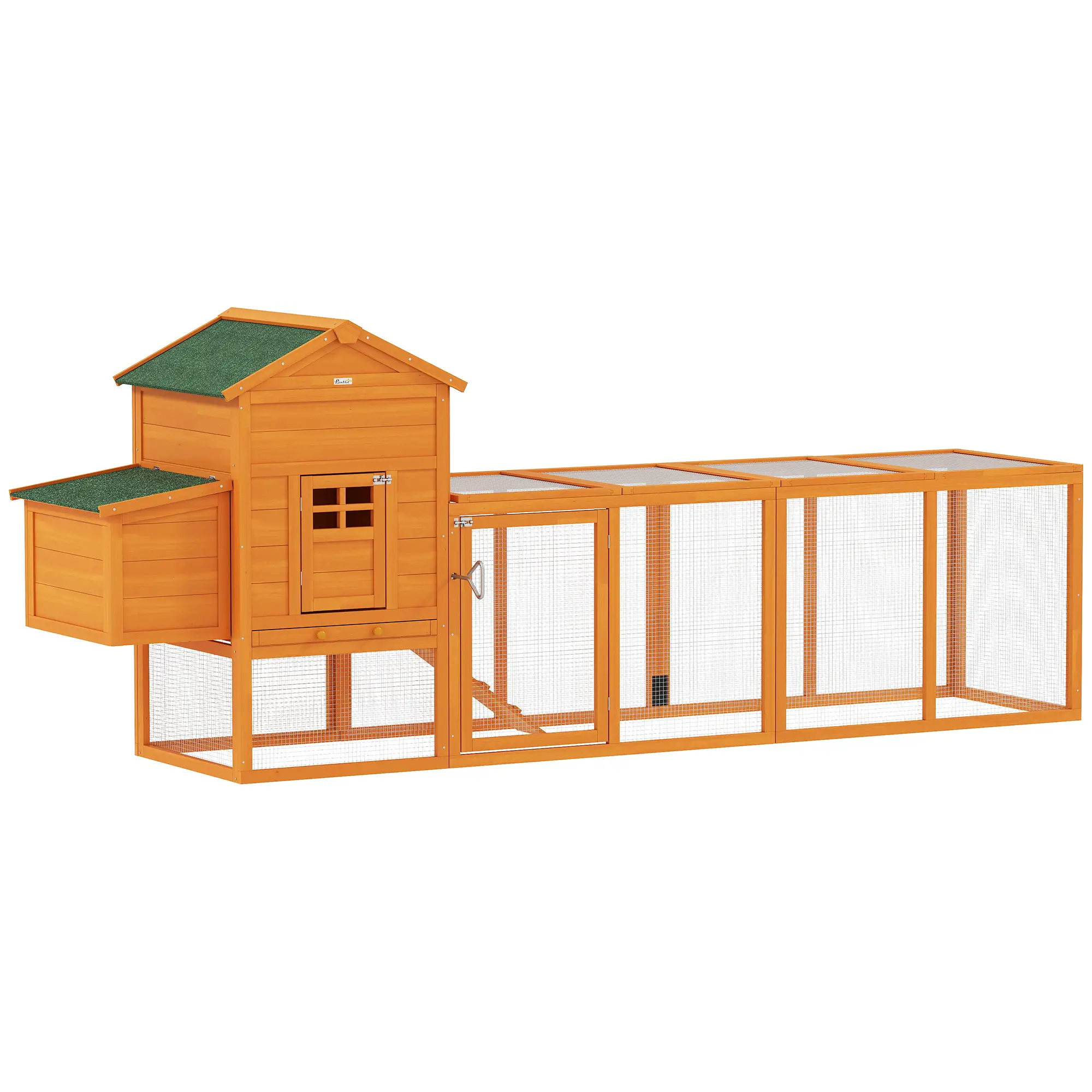 117 Extra Large Chicken Coop, Asphalt Roof, Wooden Hen House, Slide-out Tray, Quail Hutch, Nesting Box, Orange - Image 11