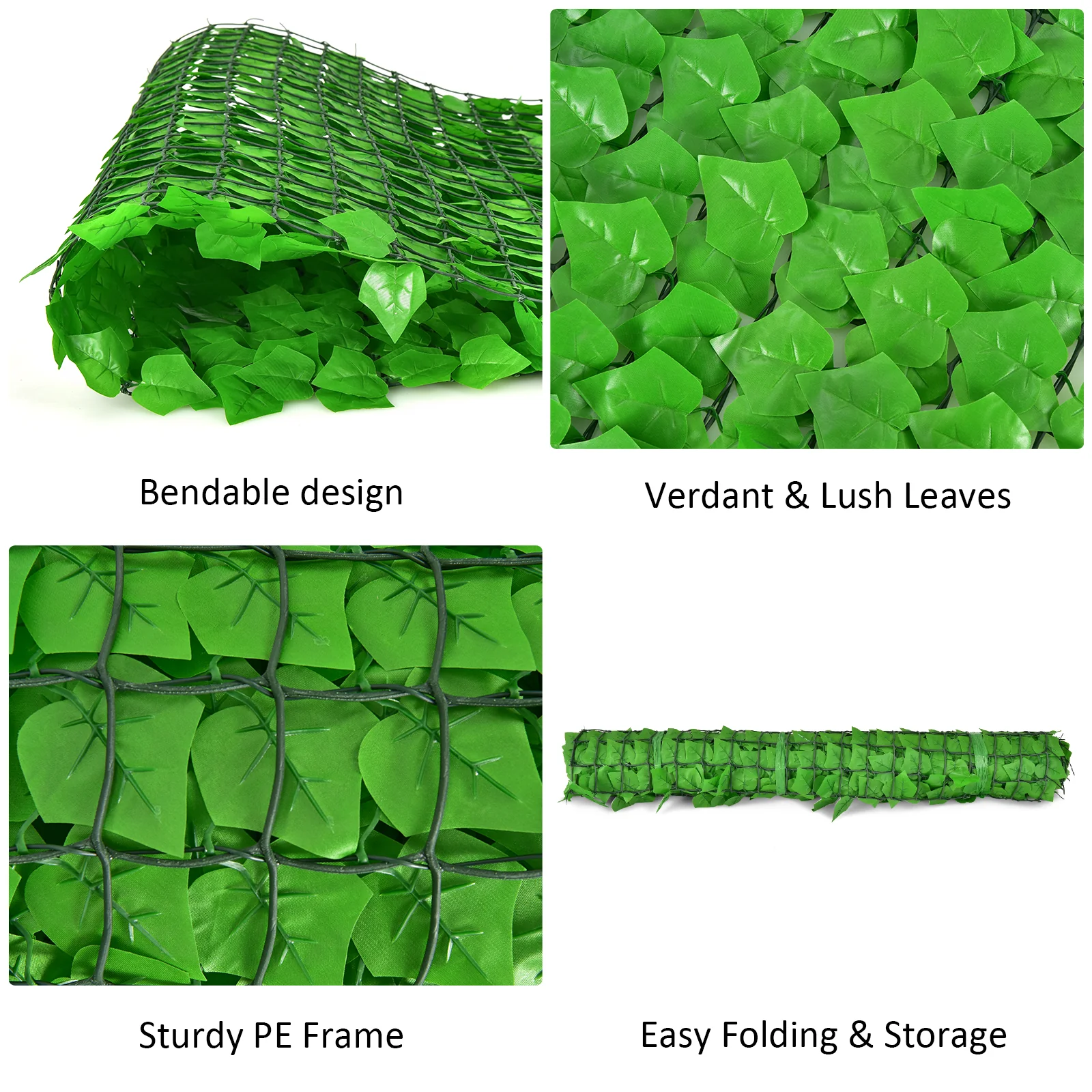 118 x 39 Inch Artificial Ivy Privacy Fence, Light Green - Image 8