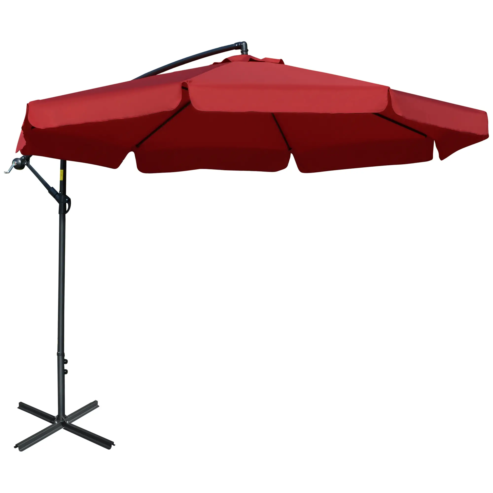 11FT Cantilever Patio Umbrella, Offset Hanging, Easy Tilt, Cross Base, Red - Image 13