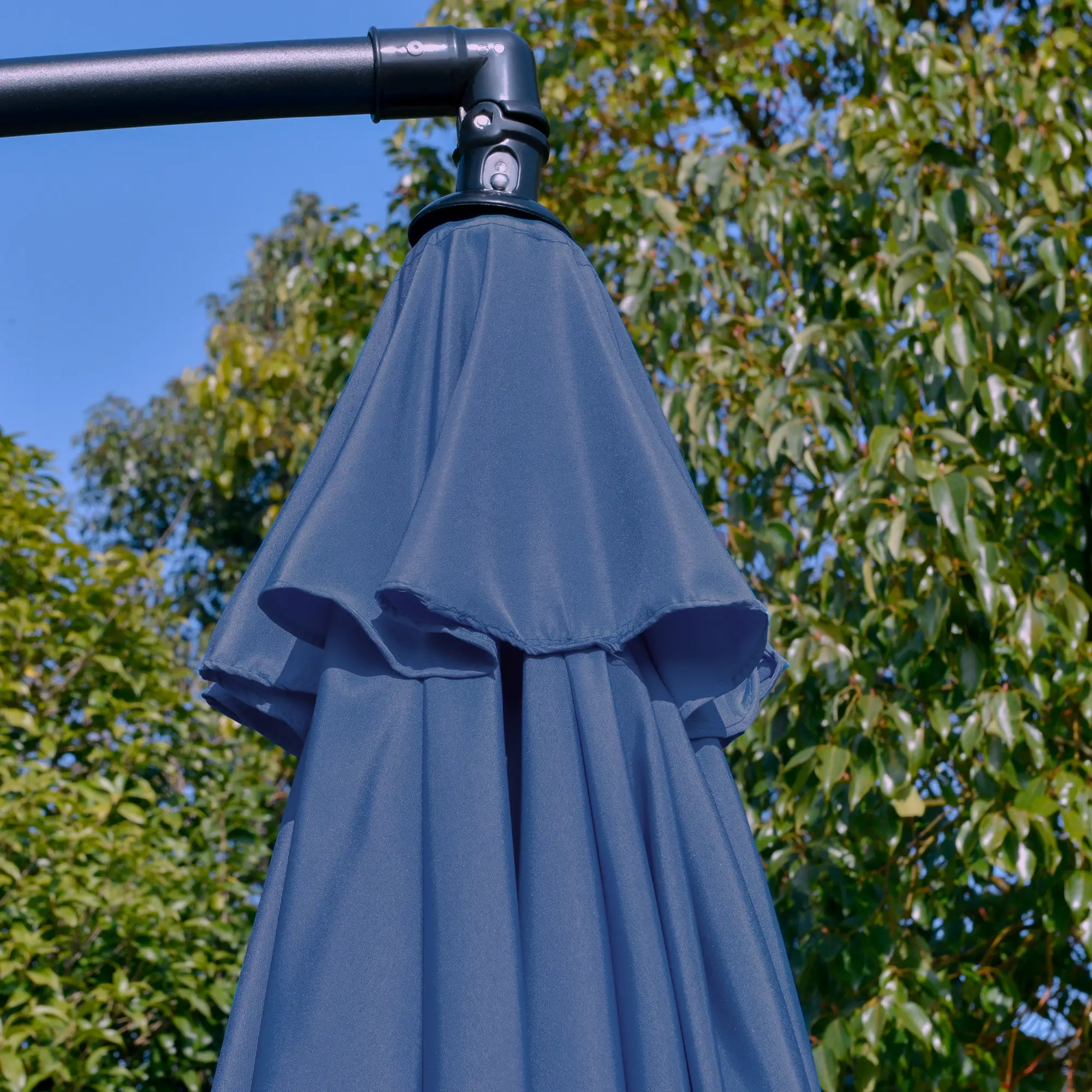 11FT Offset Hanging Patio Umbrella, Easy Tilt, Cross Base, 8 Ribs, Blue - Image 9