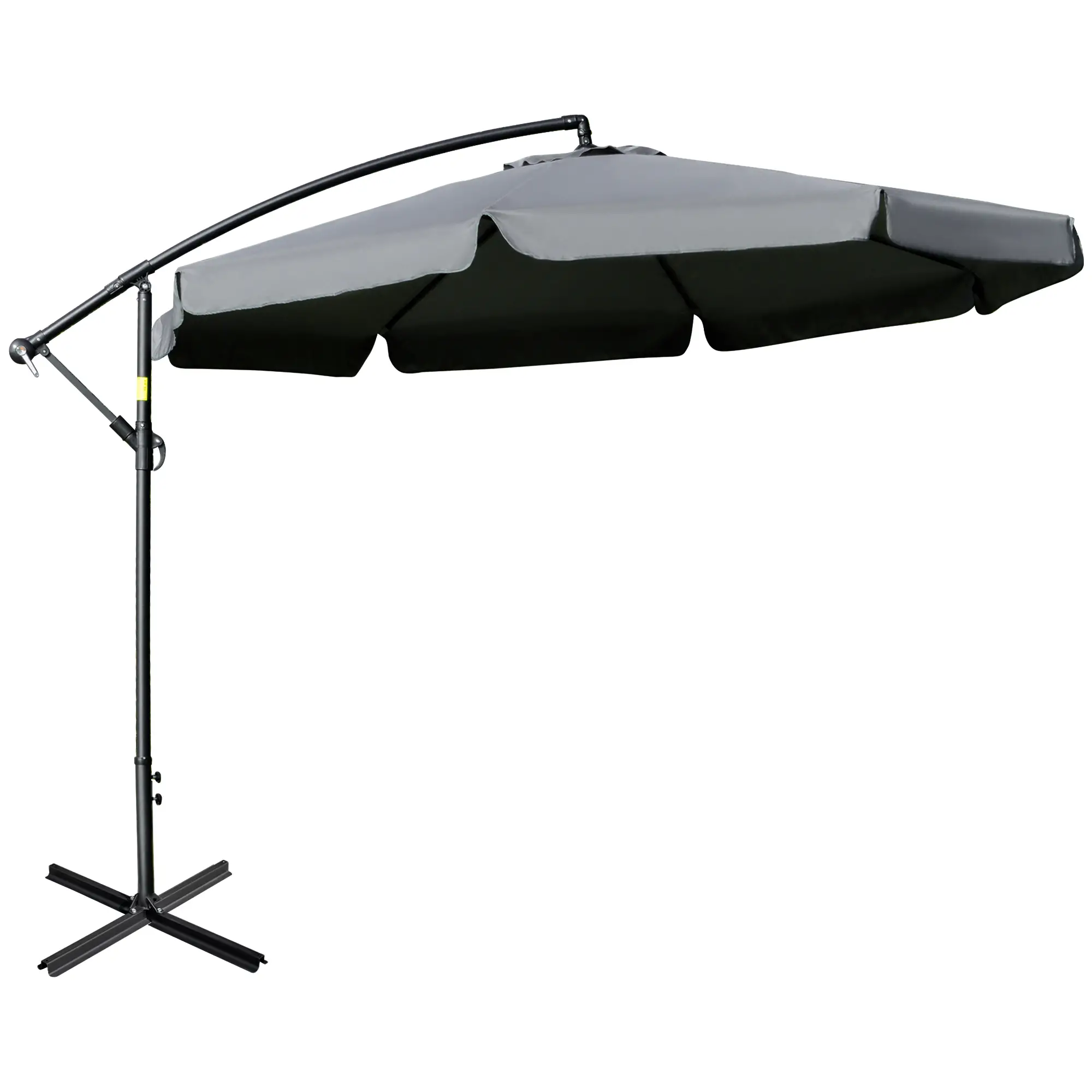 11FT Offset Hanging Patio Umbrella, Easy Tilt, Cross Base, 8 Ribs, Dark Grey