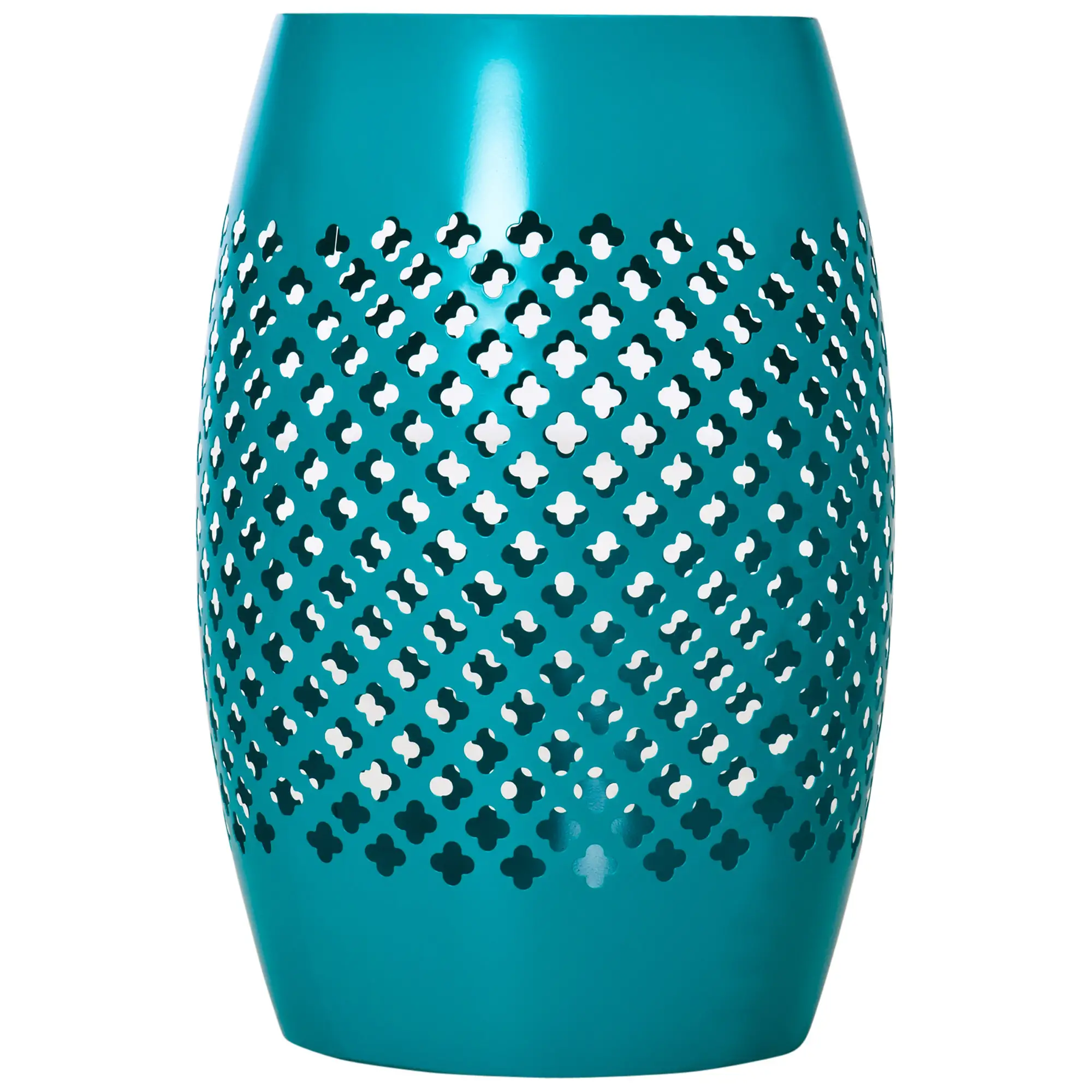 12.5" Steel Round Drum Patio Table, Indoor Outdoor, Teal