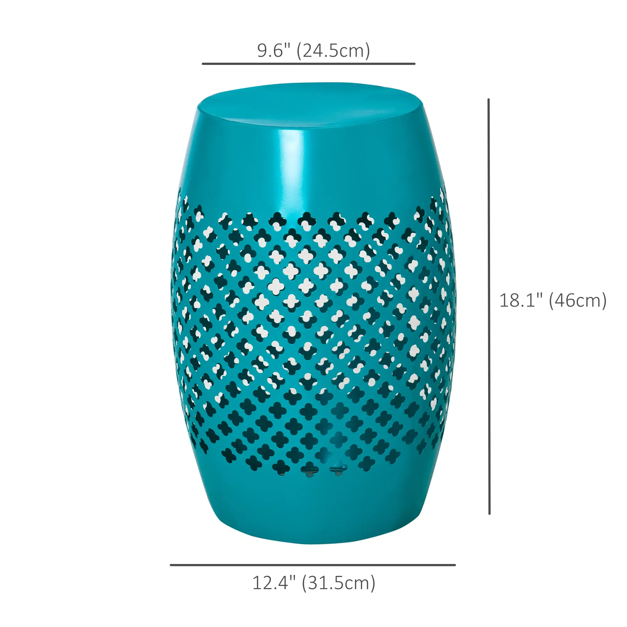 12.5" Steel Round Drum Patio Table, Indoor Outdoor, Teal - Image 3