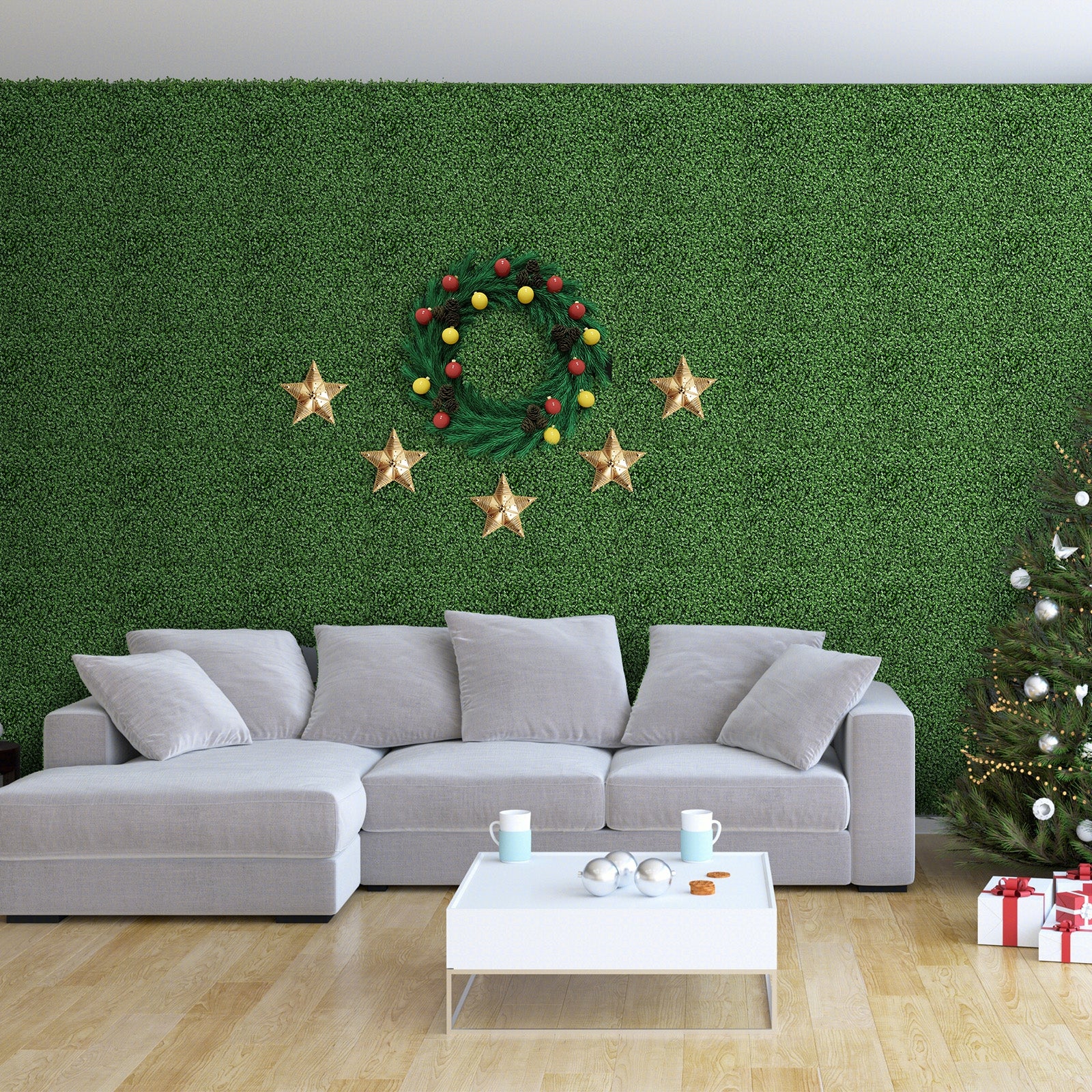 12 Artificial Boxwood Wall Panels, 20 x 20 Inch, Green - Image 3