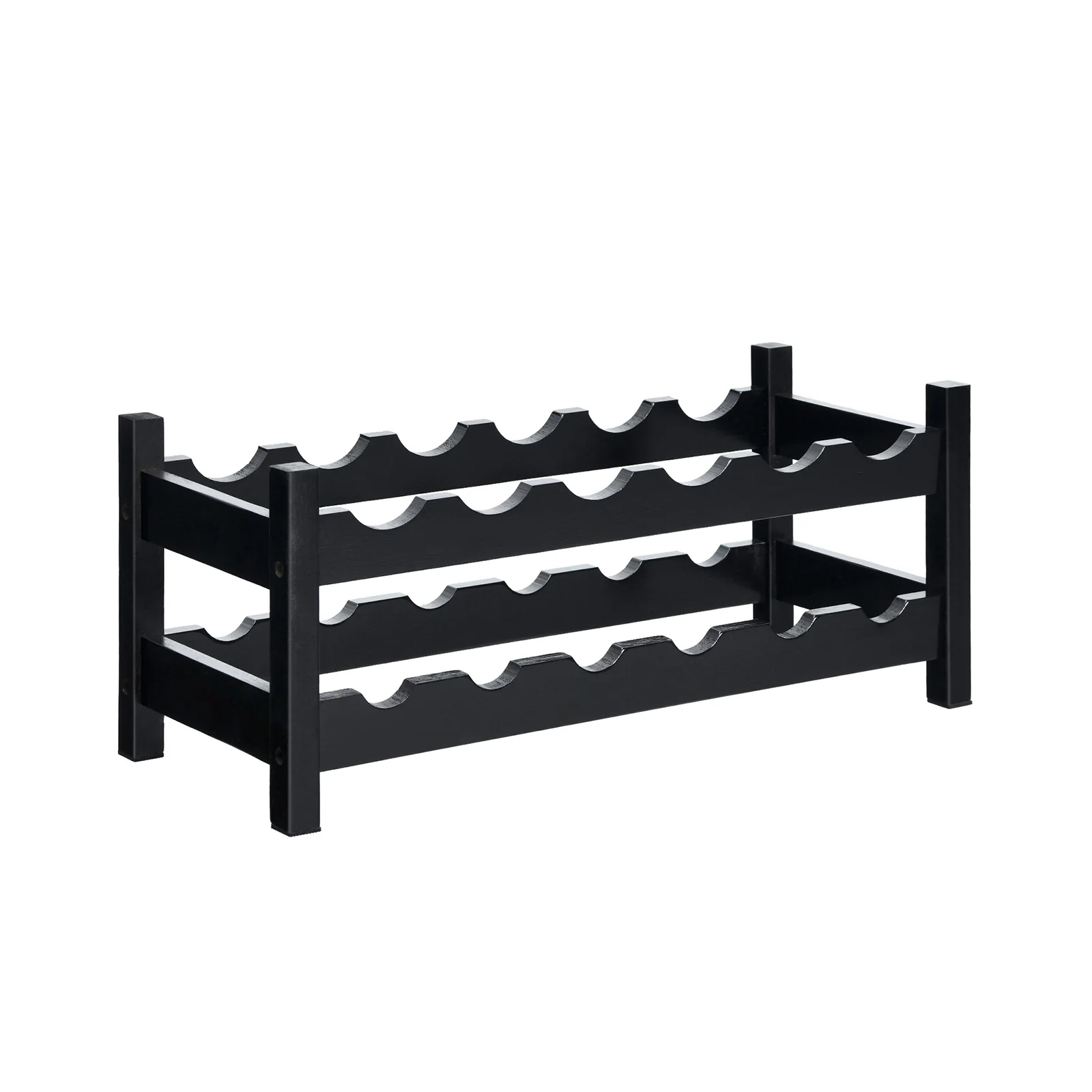 12 Bottle 2-Tier Bamboo Wine Rack, Brown - Image 4