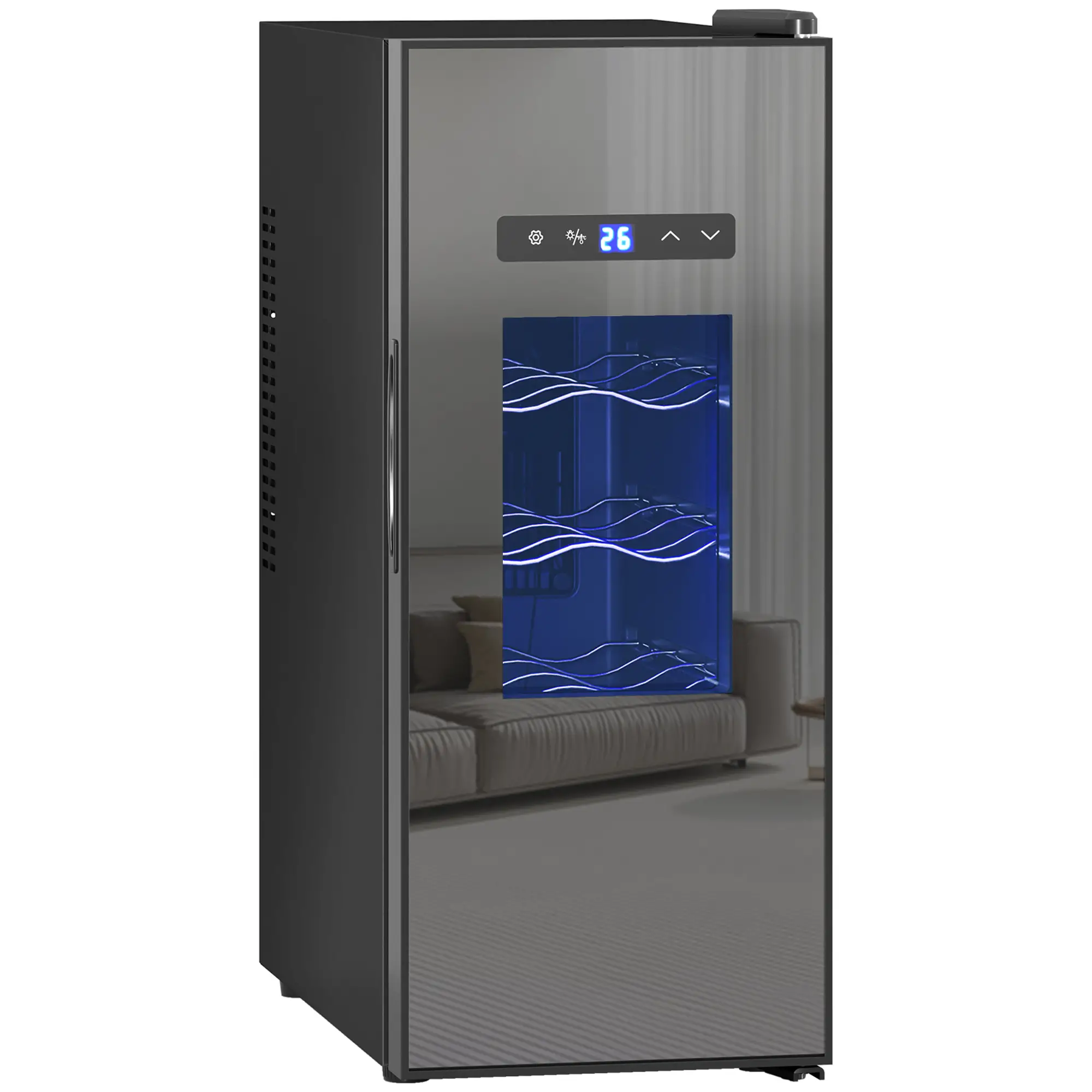 12 Bottle Wine Fridge, Under Counter Cooler, Glass Door, LED Light, Temp Control - Image 11