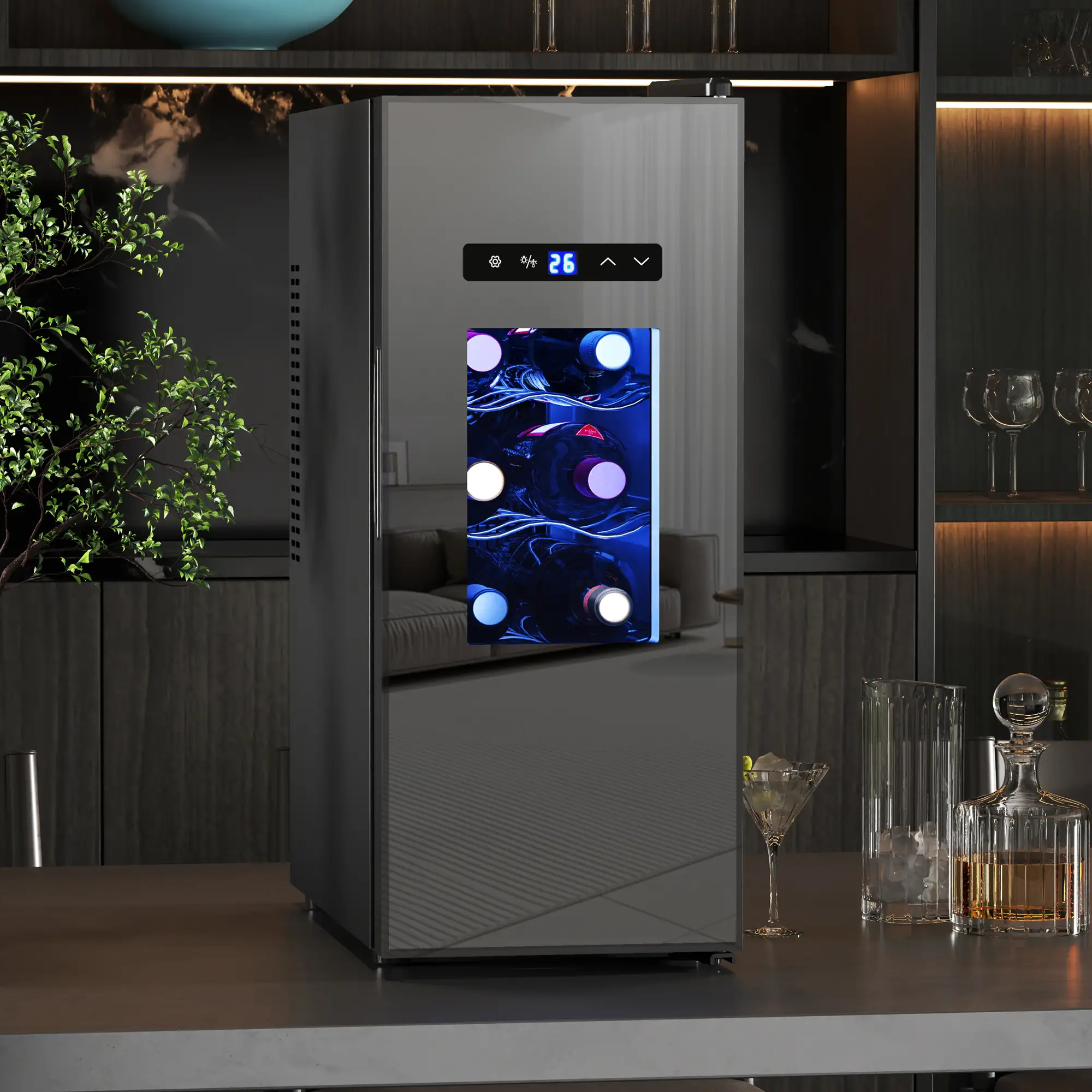12 Bottle Wine Fridge, Under Counter Cooler, Glass Door, LED Light, Temp Control - Image 8