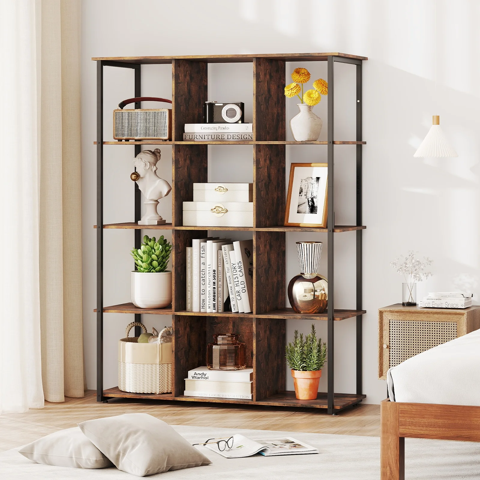 12-Cube Bookcase, With Anti-Tipping Kits, Rustic Brown - Image 7