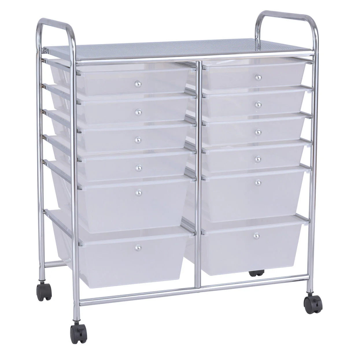 12 Drawer Rolling Cart Organizer, White - Image 4