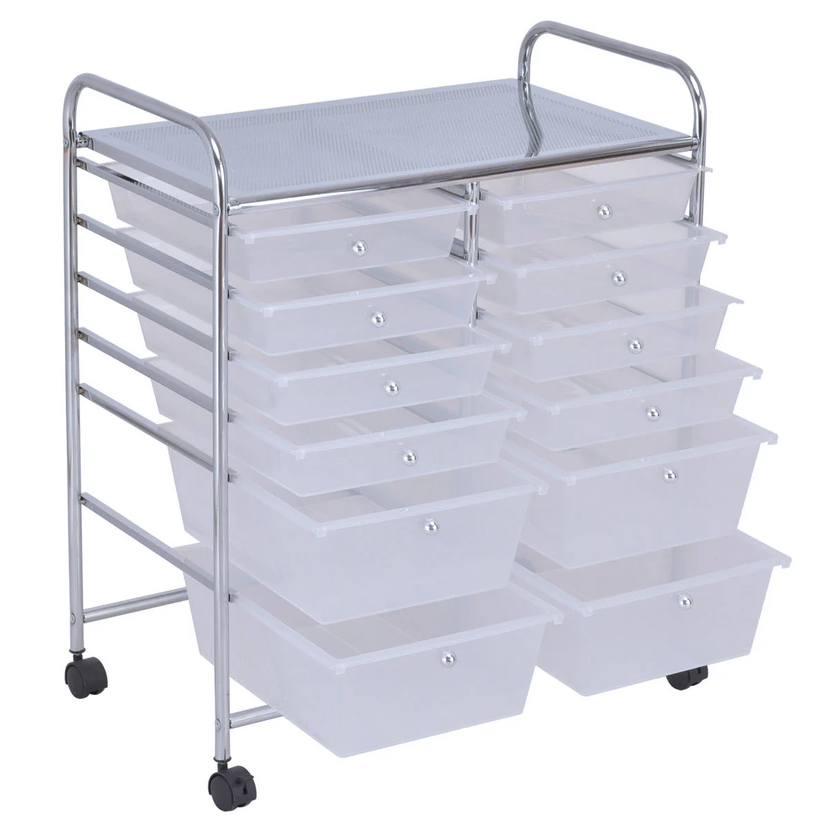 12 Drawer Rolling Cart Organizer, White - Image 5