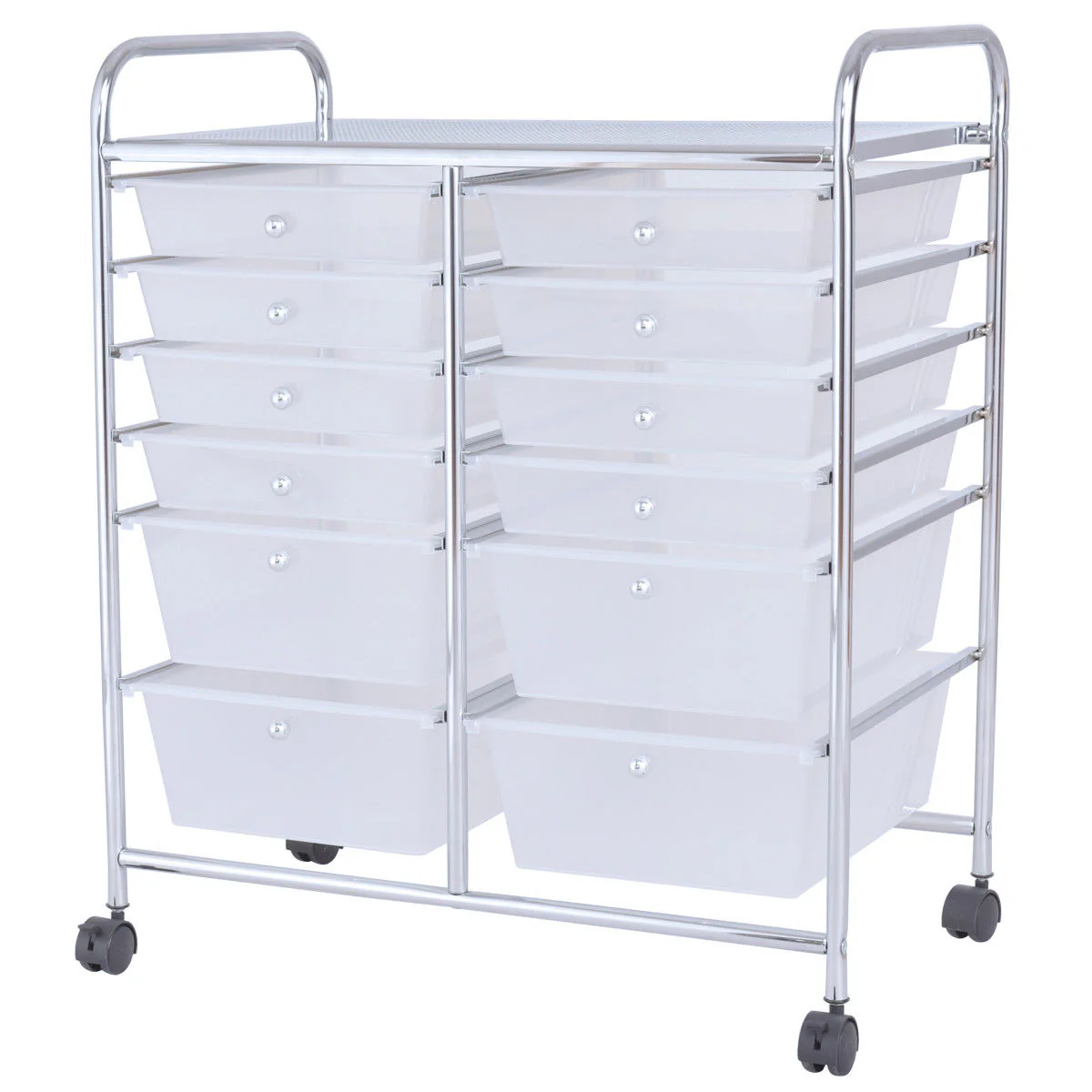 12 Drawer Rolling Cart Organizer, White - Image 9