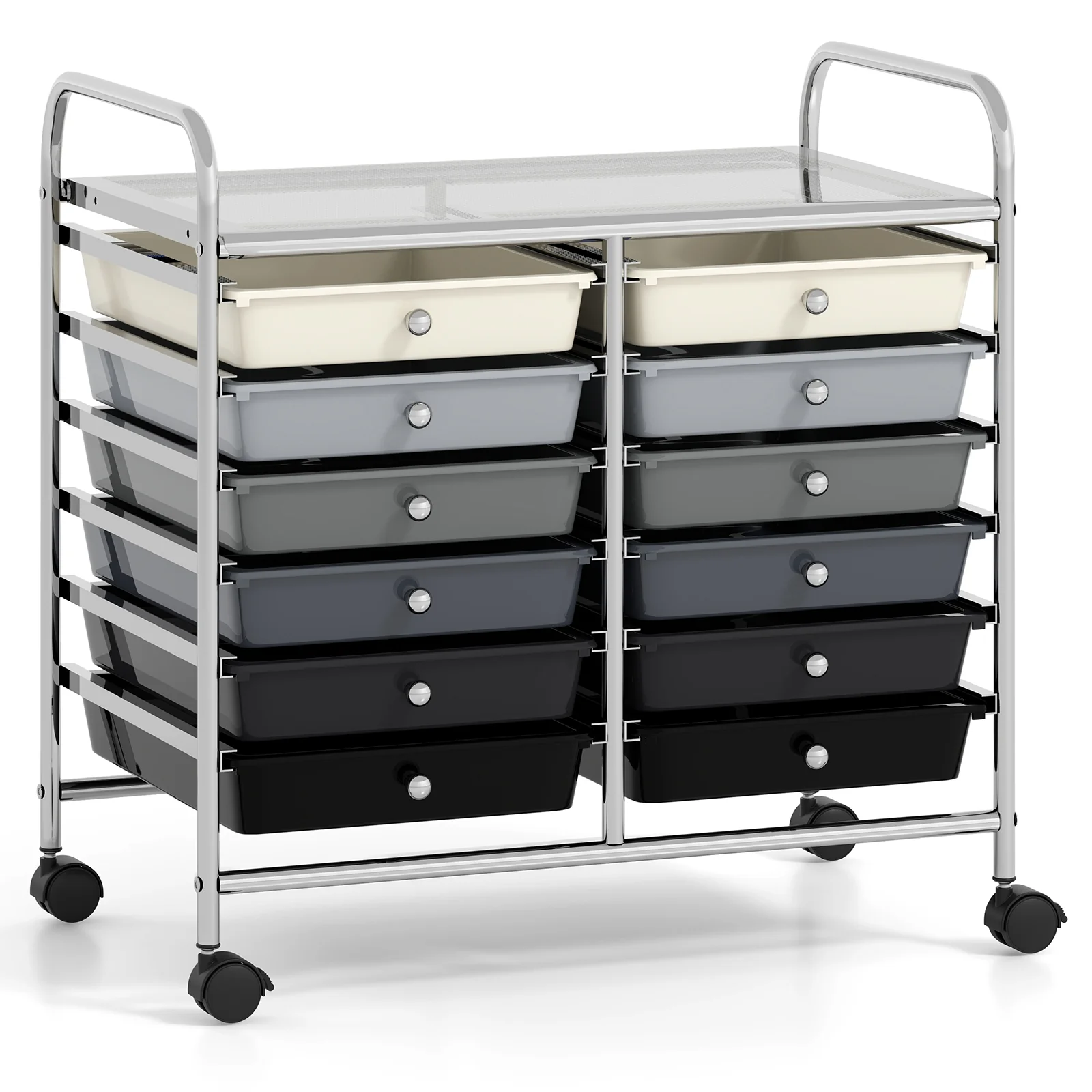 12 Drawer Rolling Storage Cart, Gradient, Gray - Image 4