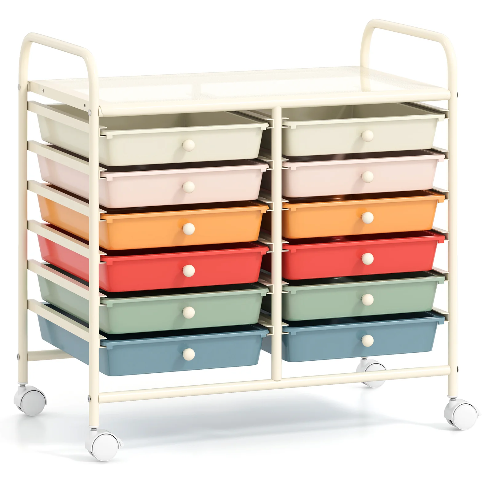 12 Drawer Rolling Storage Cart, Macaron - Image 4