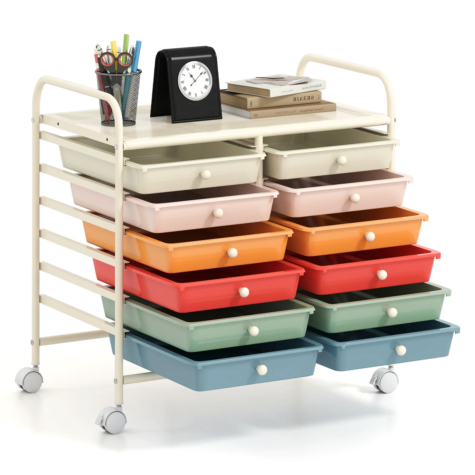 12 Drawer Rolling Storage Cart, Macaron - Image 5