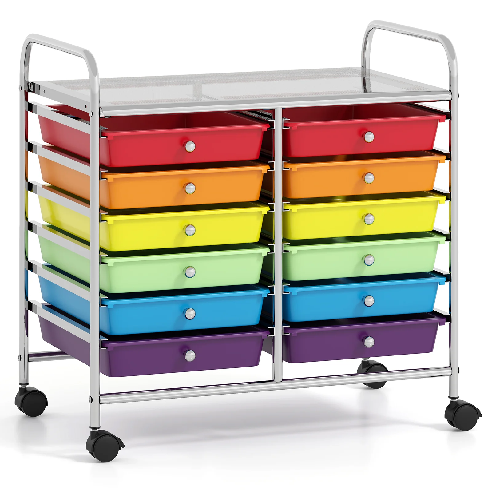 12 Drawer Rolling Storage Cart, Multicolor - Image 4