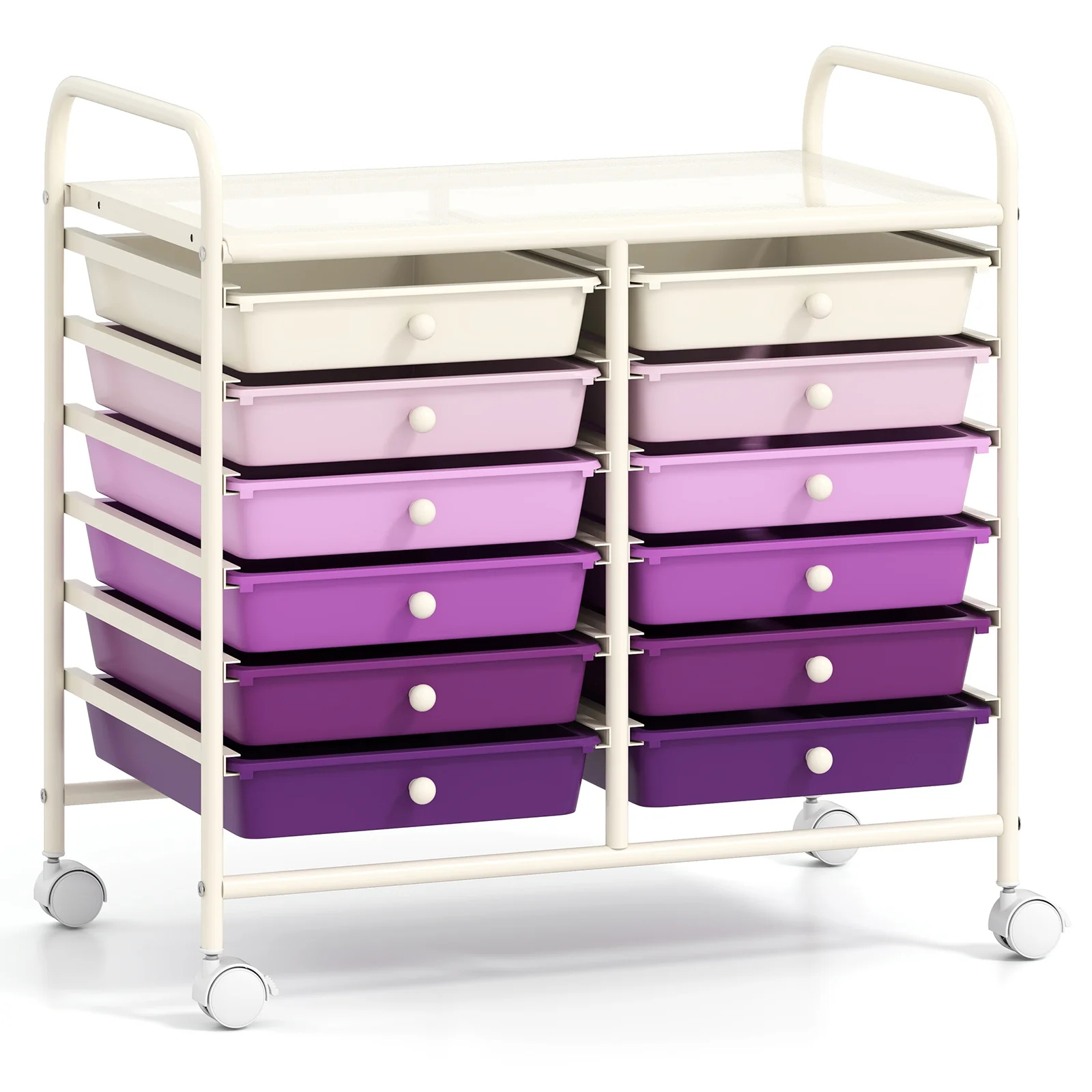 12 Drawer Rolling Storage Cart, Purple - Image 4