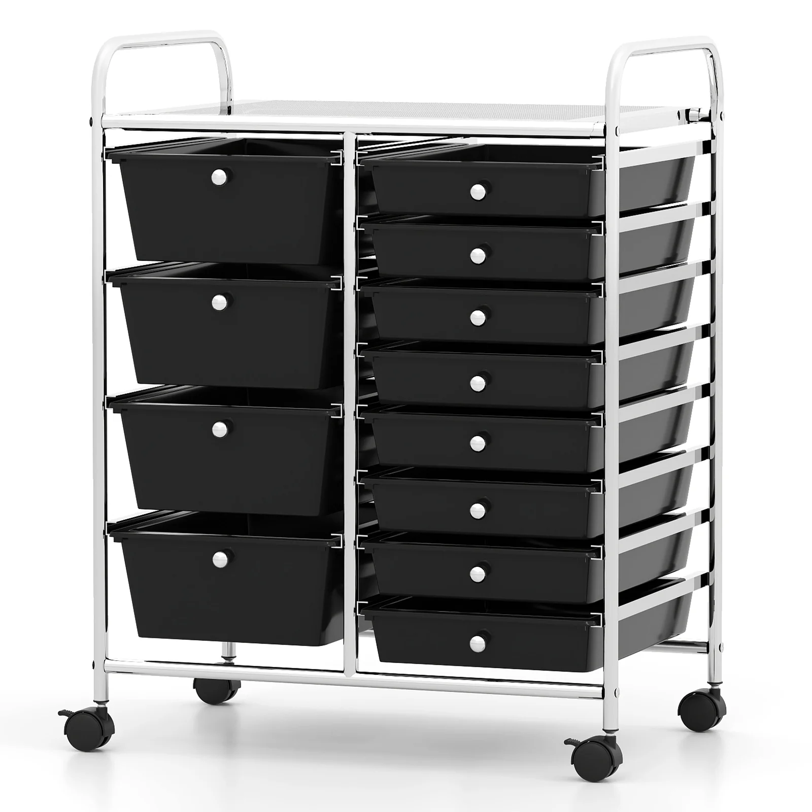 12-Drawer Utility Rolling Cart with Drawers Multi-Use Storage, Black - Image 5