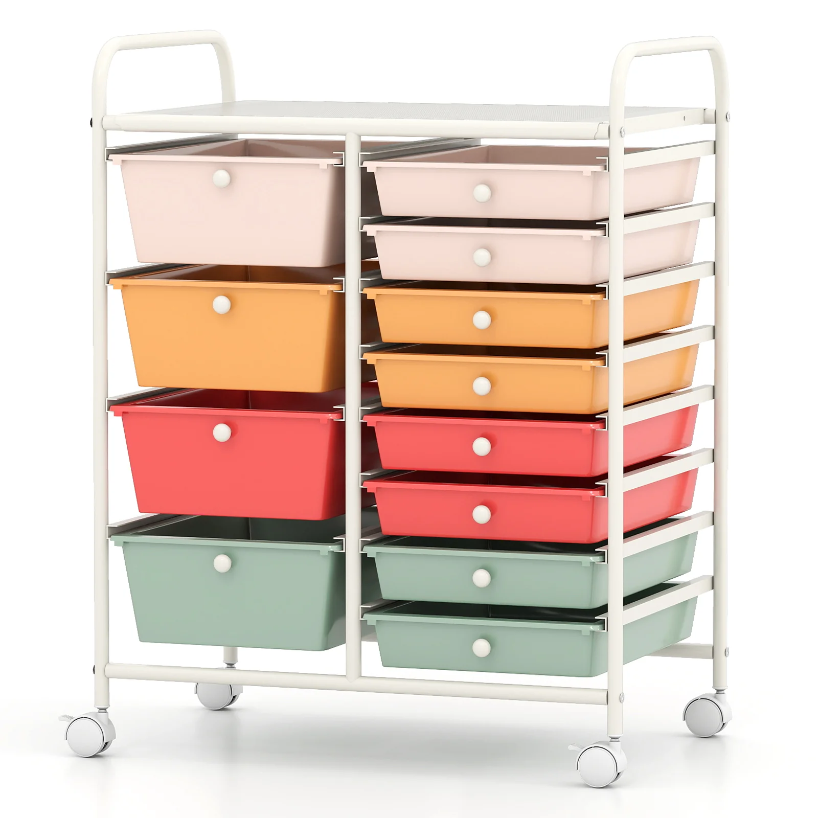 12-Drawer Utility Rolling Cart with Drawers Multi-Use Storage, Macaron - Image 5