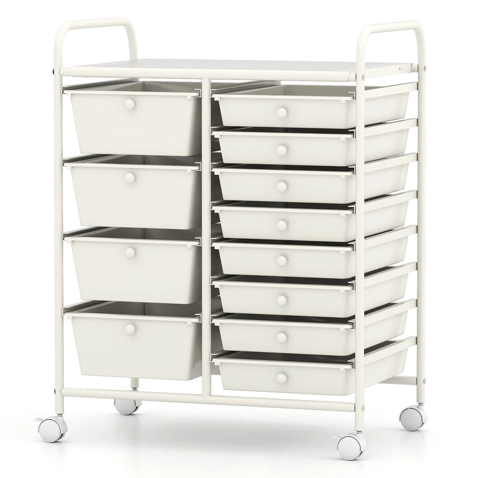 12-Drawer Utility Rolling Cart with Drawers Multi-Use Storage, White - Image 5