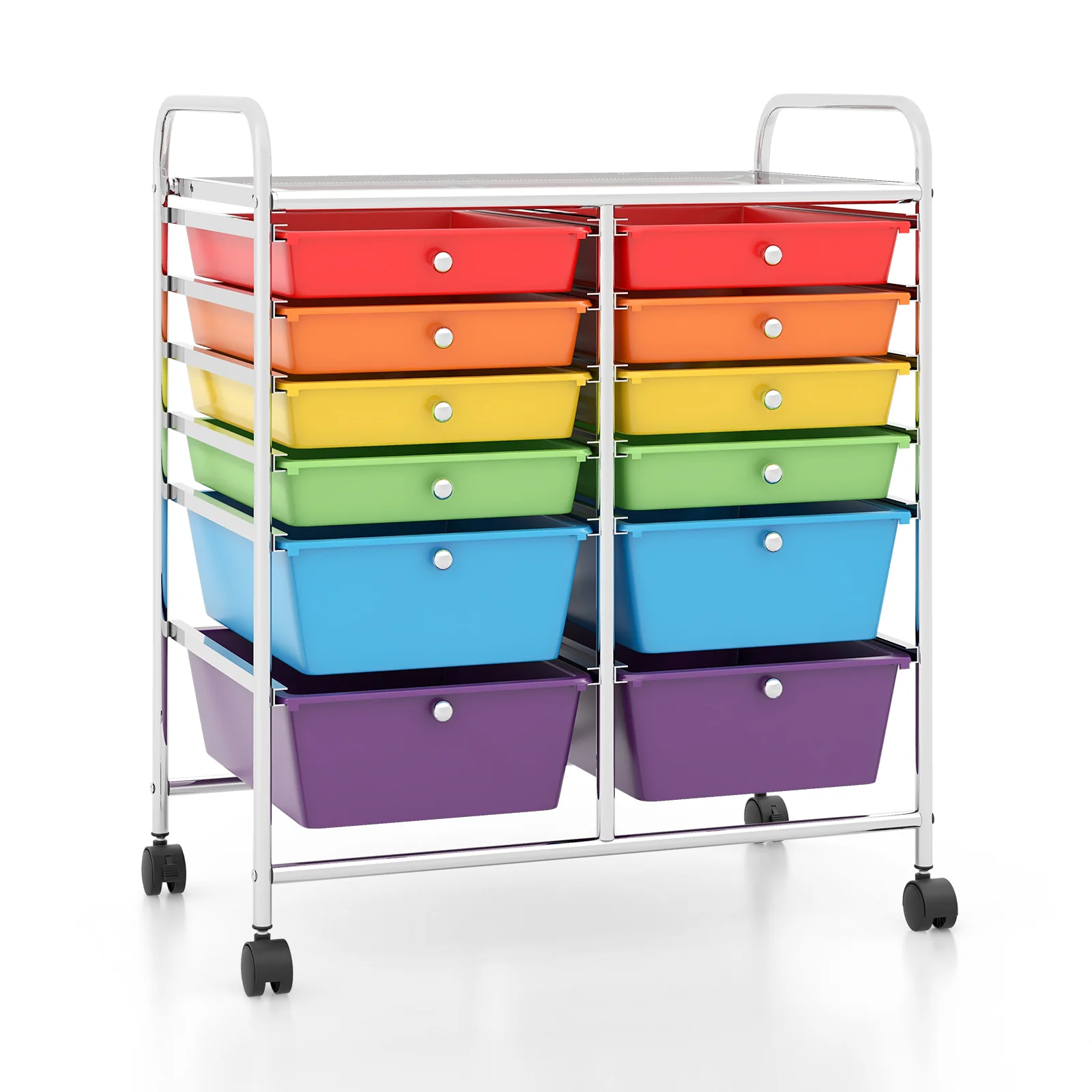 12 Drawers Rolling Cart, Scrapbook Paper Organizer Bins, Multicolor