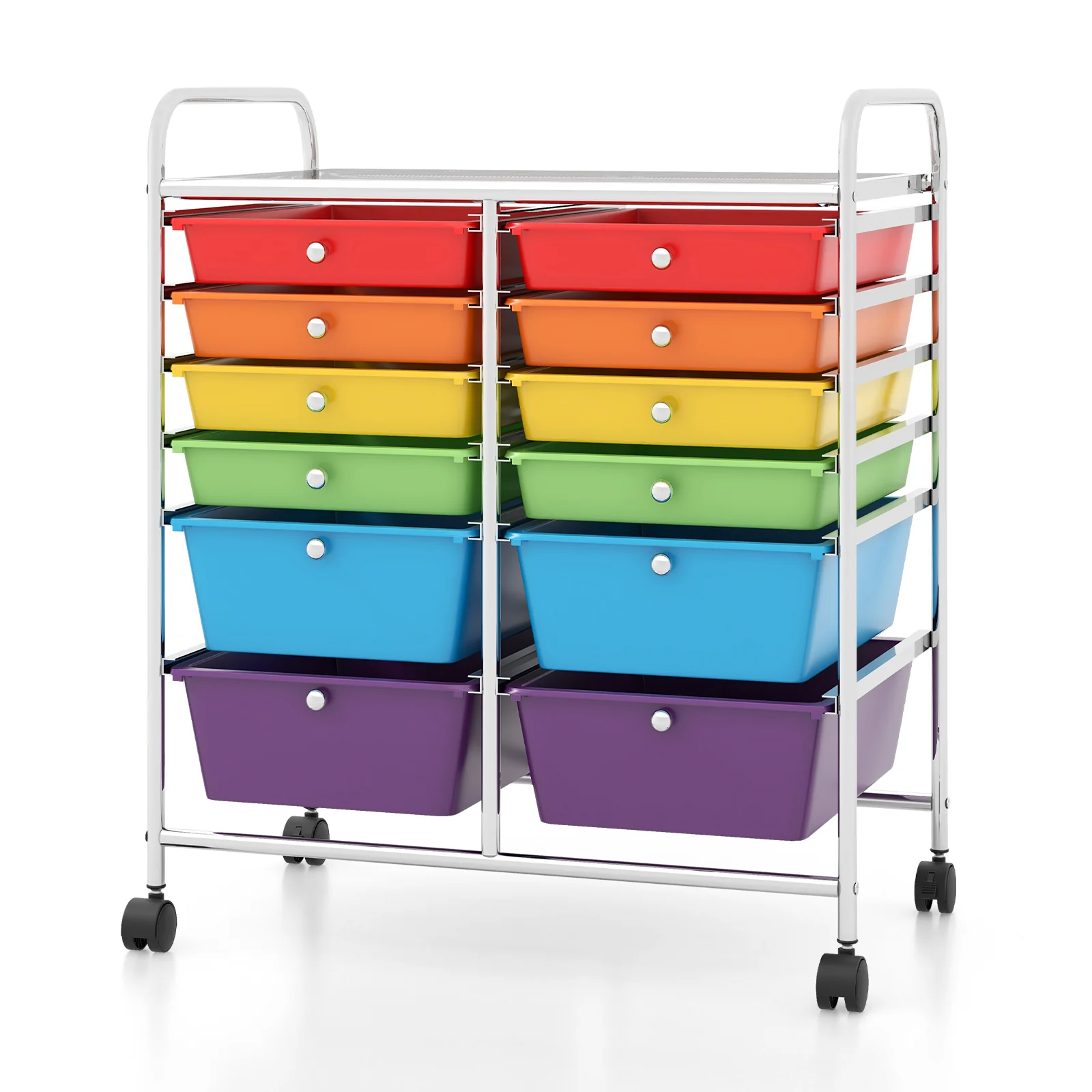 12 Drawers Rolling Cart, Scrapbook Paper Organizer Bins, Multicolor - Image 5