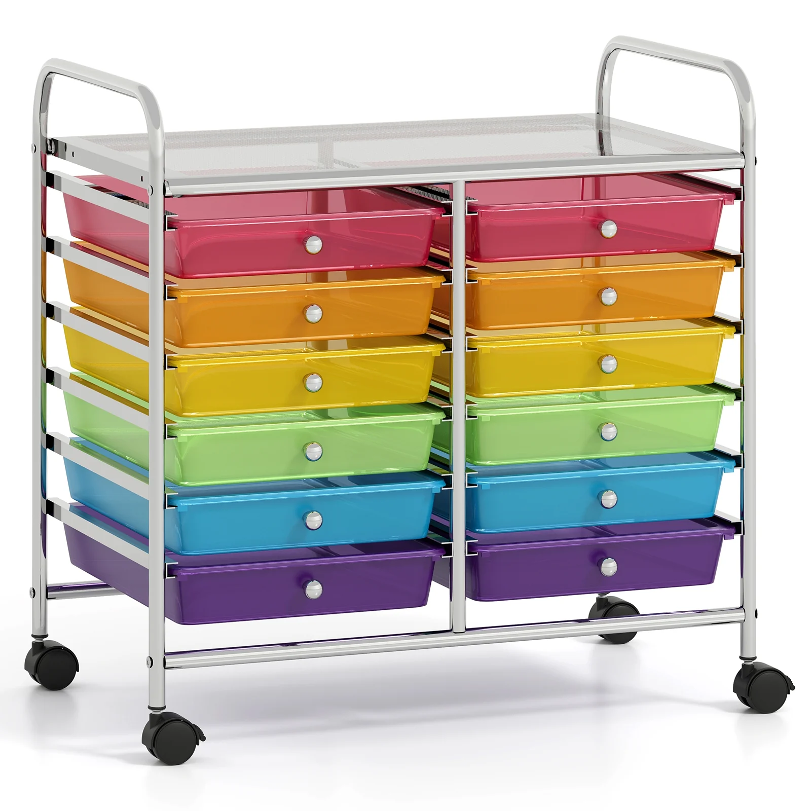 12 Drawers Rolling Storage Cart, Multicolor, Transparent