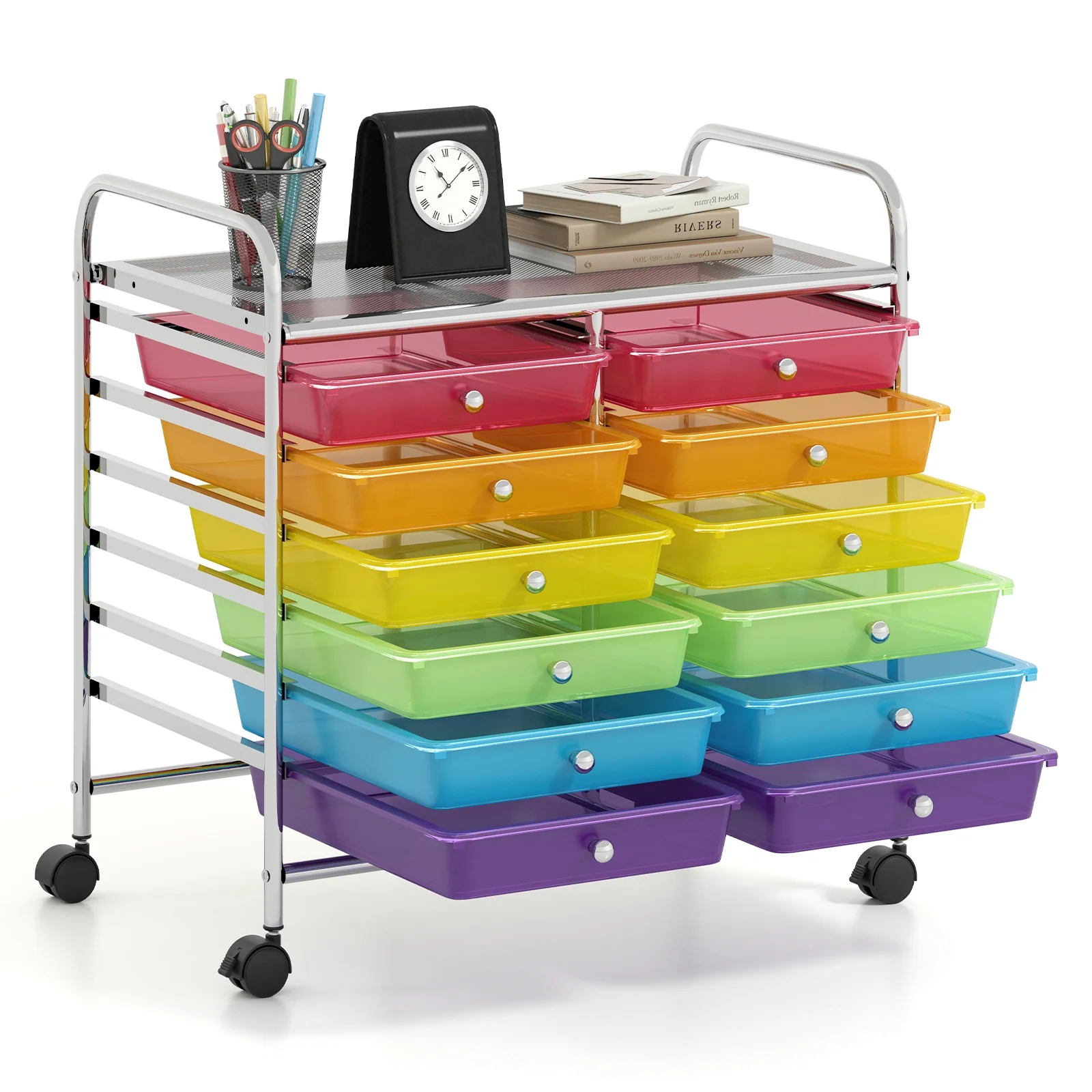 12 Drawers Rolling Storage Cart, Multicolor, Transparent - Image 5