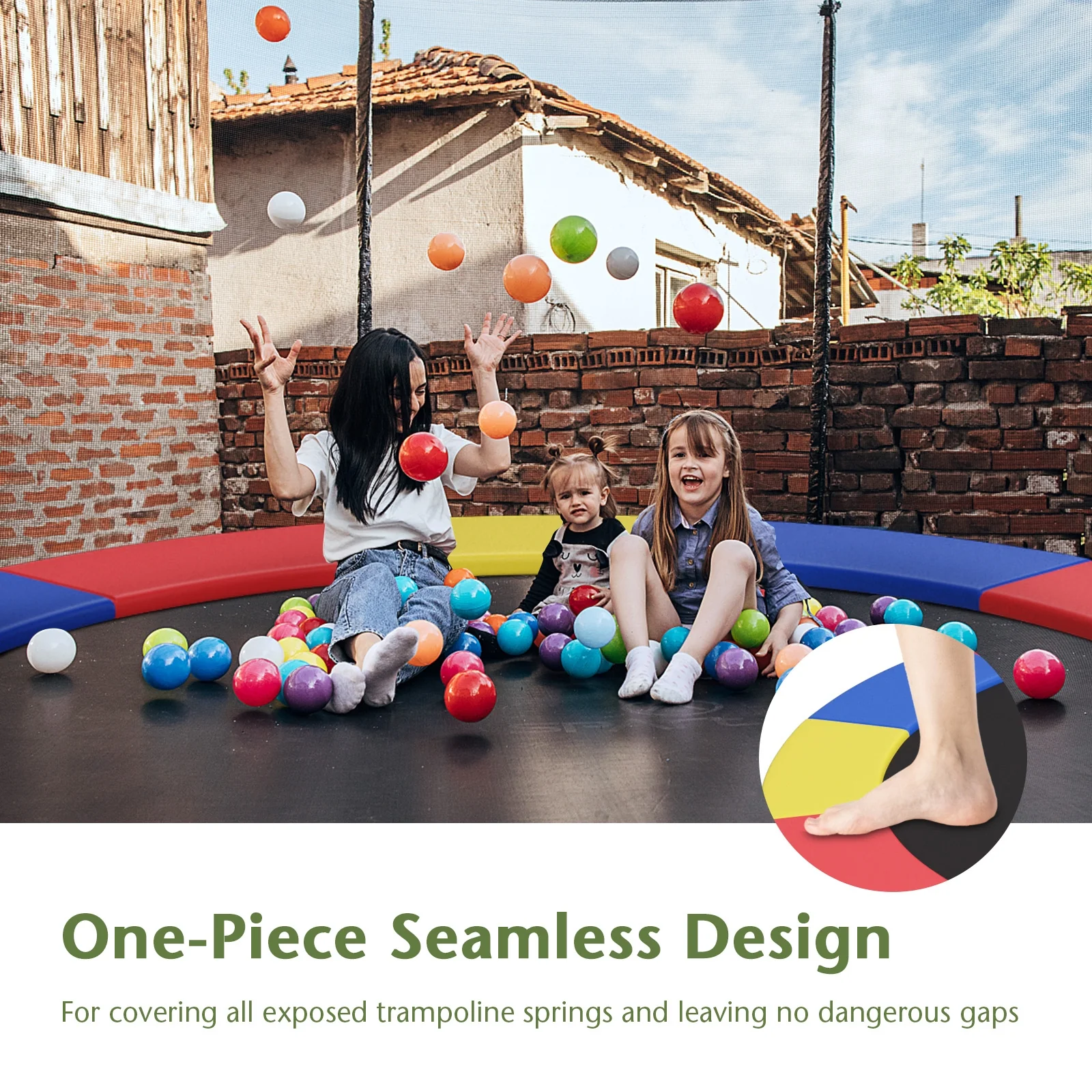 12 Feet Trampoline Safety Pad, Spring Cover, Multicolor - Image 3