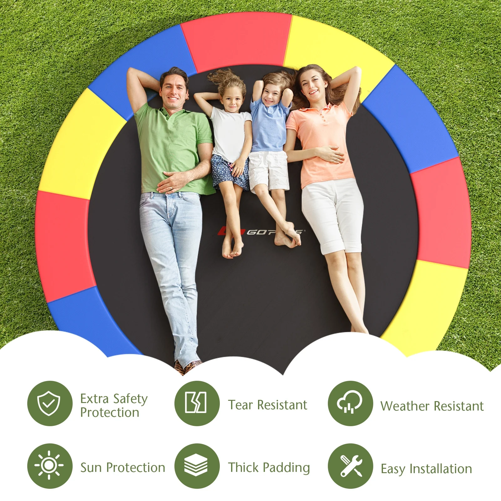 12 Feet Trampoline Safety Pad, Spring Cover, Multicolor - Image 7