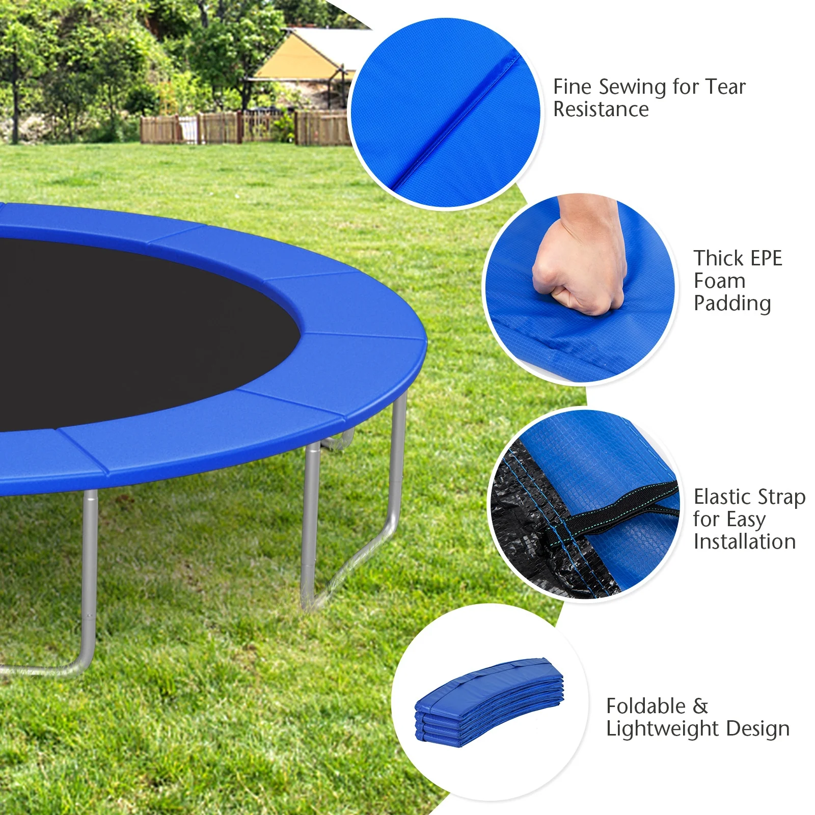 12 Feet Universal Trampoline Safety Pad, Blue - Image 10
