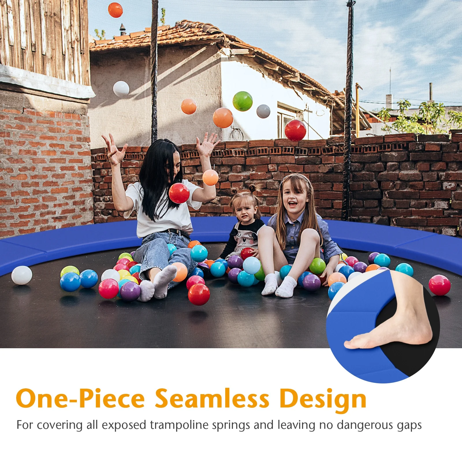 12 Feet Universal Trampoline Safety Pad, Blue - Image 7