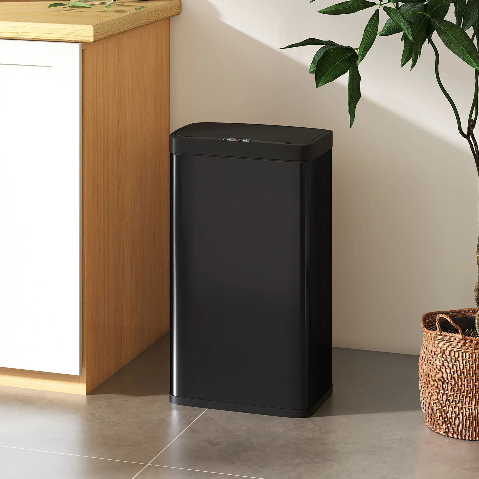 12 Gallon Sensor Can, Automatic Garbage Can, Fingerprint-Proof Stainless Steel, Matte Black - Image 8