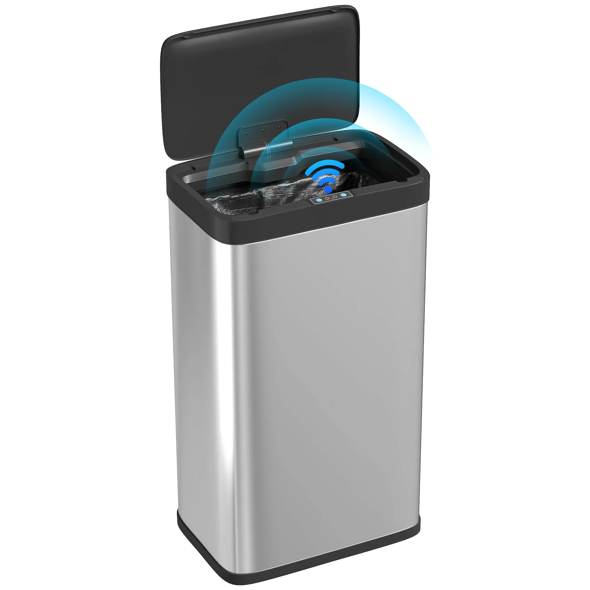 12 Gallon Sensor Can, Automatic Garbage Can, Stainless Steel, Silver