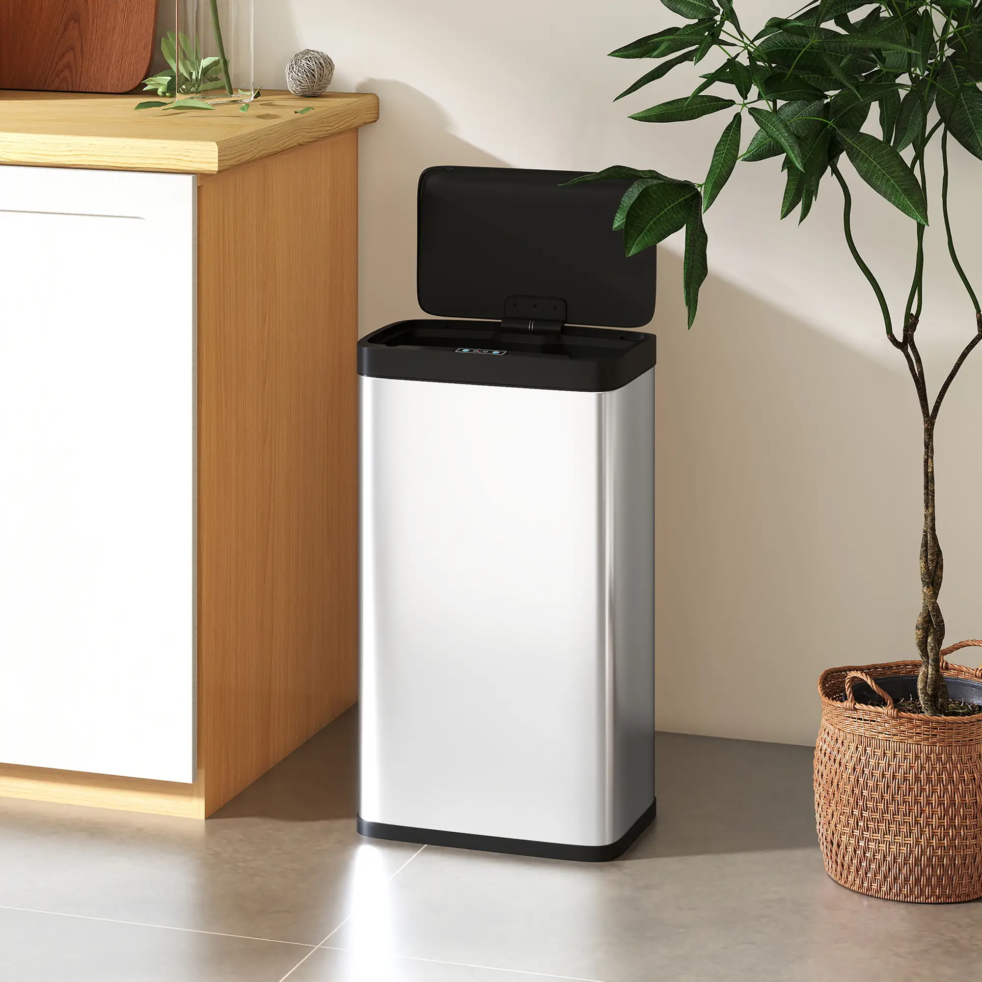12 Gallon Sensor Can, Automatic Garbage Can, Stainless Steel, Silver - Image 10