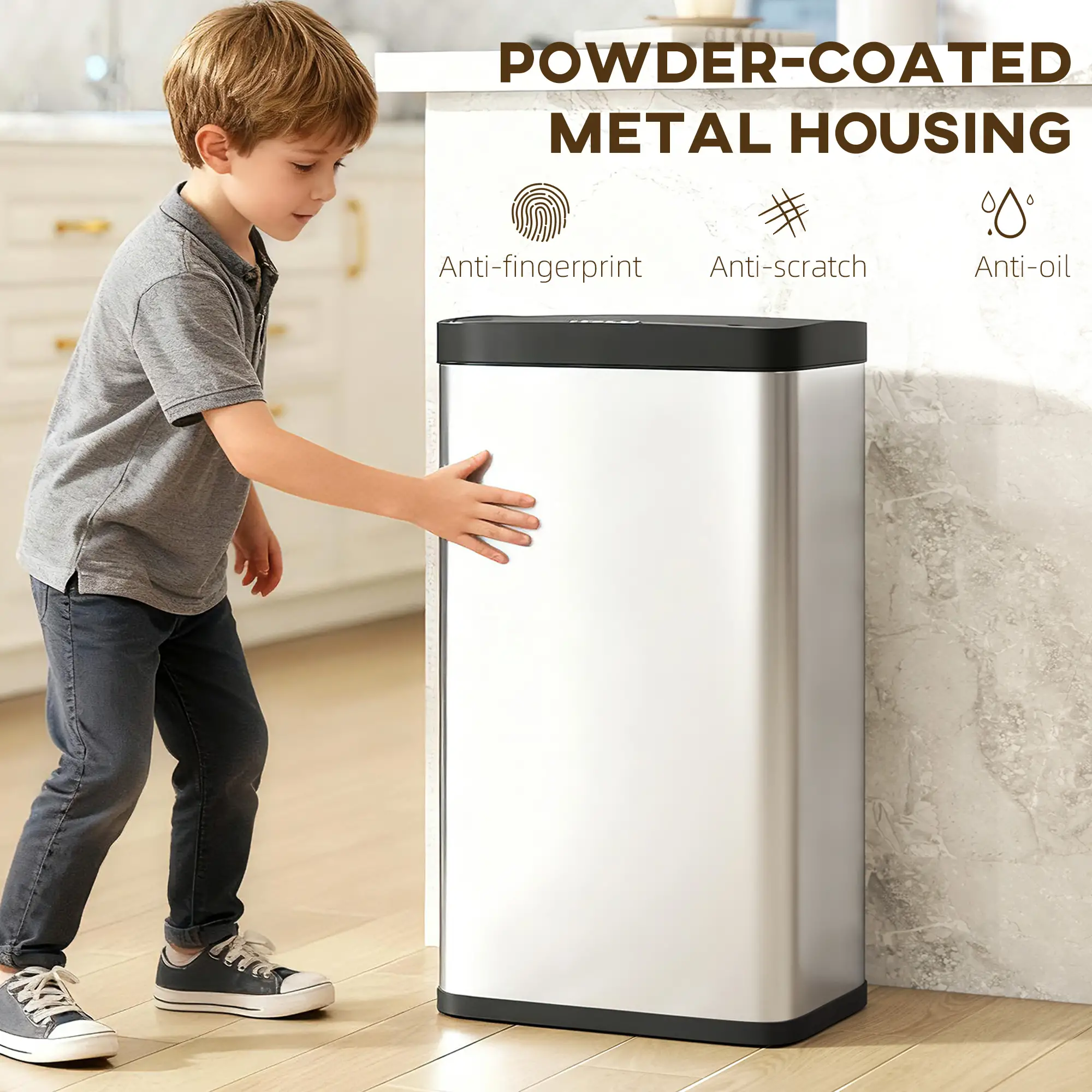 12 Gallon Sensor Can, Automatic Garbage Can, Stainless Steel, Silver - Image 6