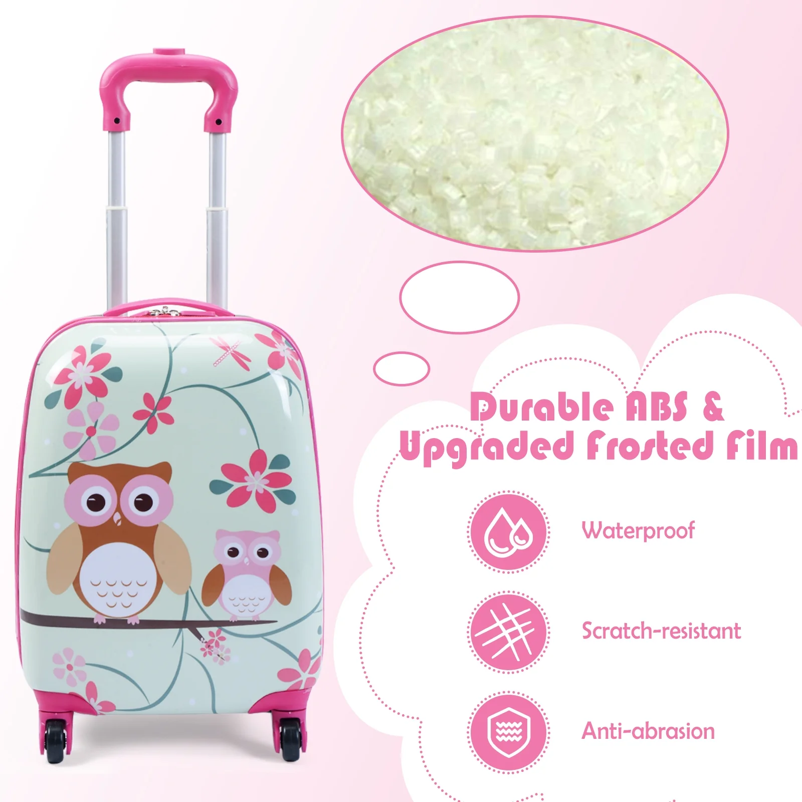 12 Inch, 16 Inch ABS Kids Suitcase Luggage Set, Green, Pink - Image 6