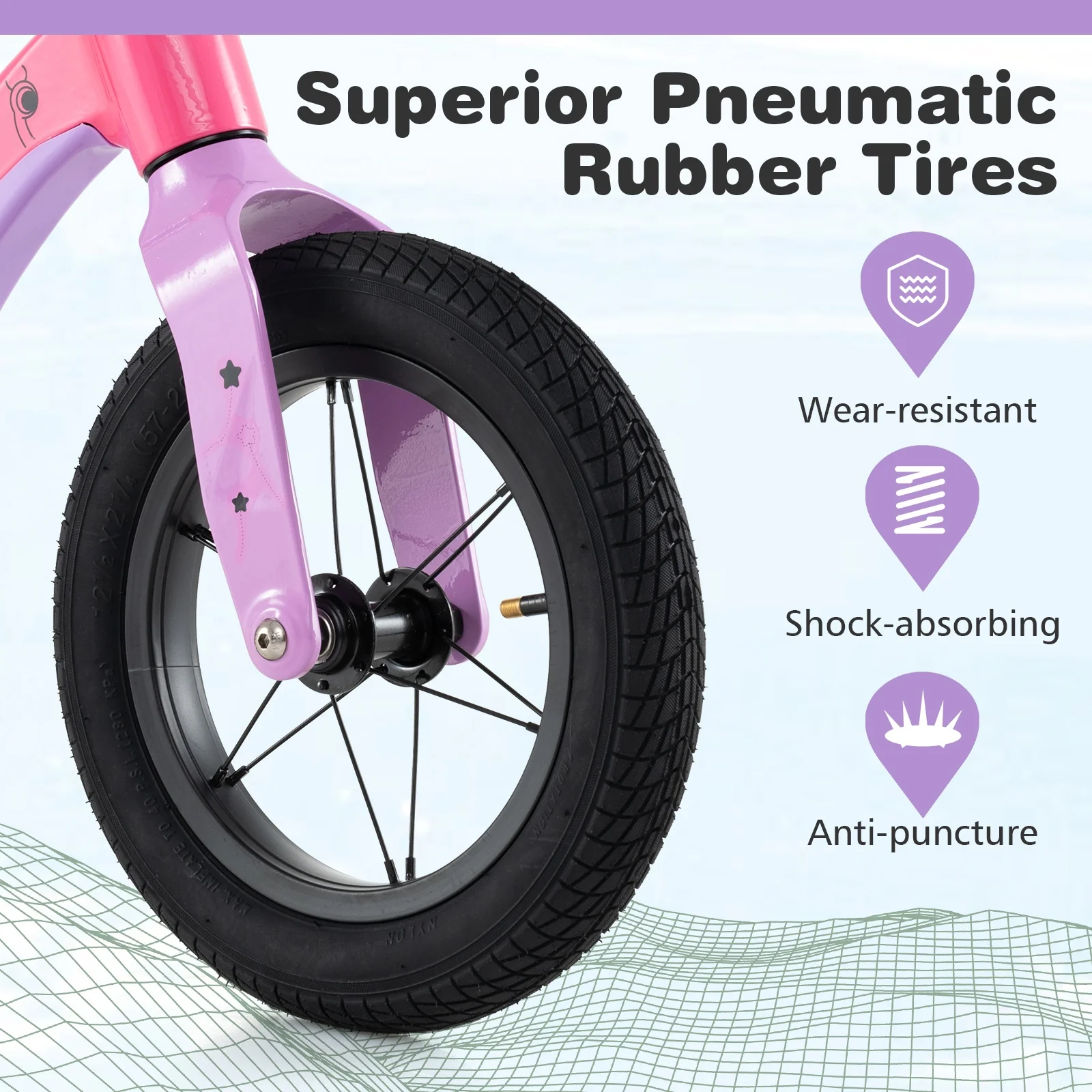 12-Inch Balance Bike, Adjustable Seat, Rotatable Handlebar, Pink - Image 6