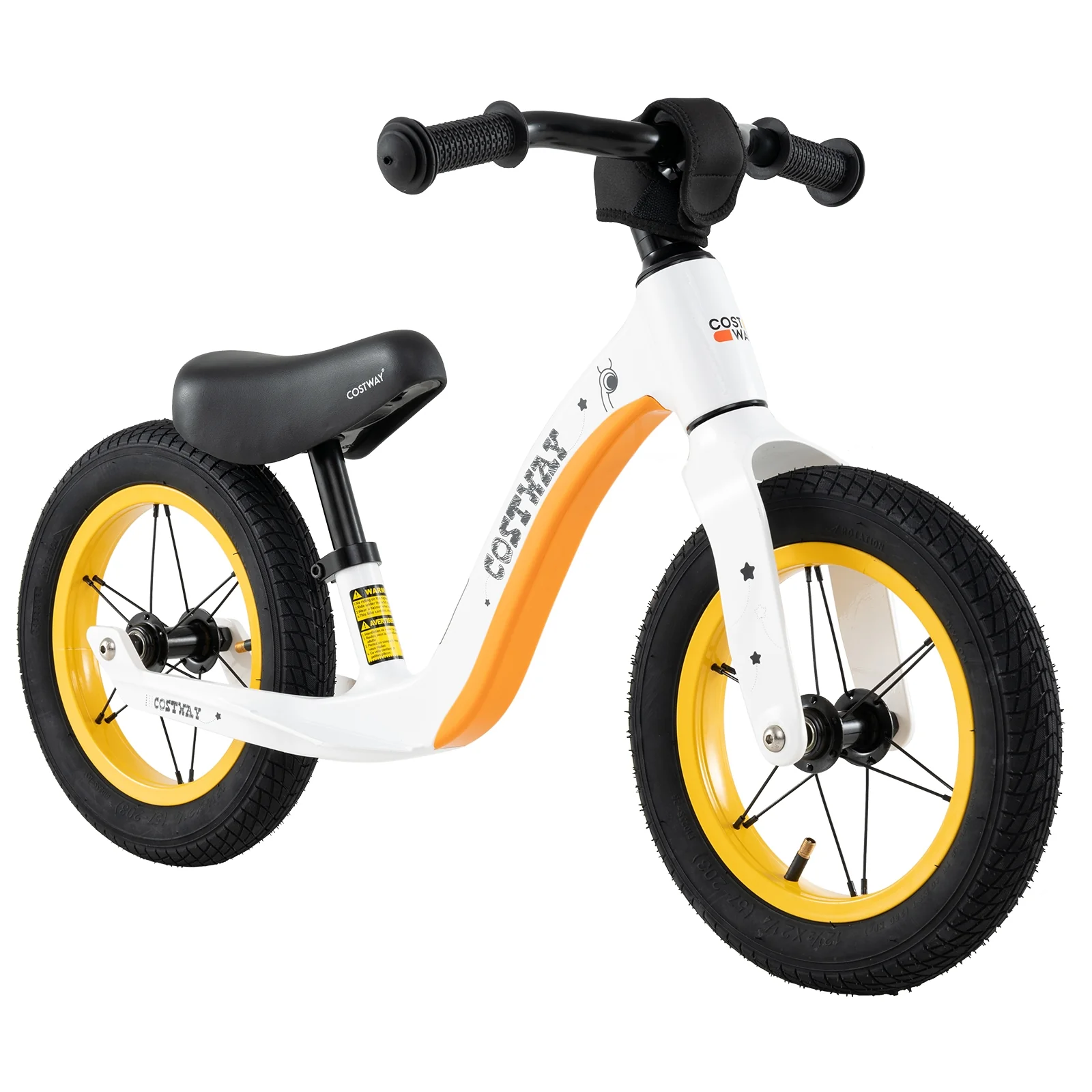 12-Inch Balance Bike, Adjustable Seat, Rotatable Handlebar, White