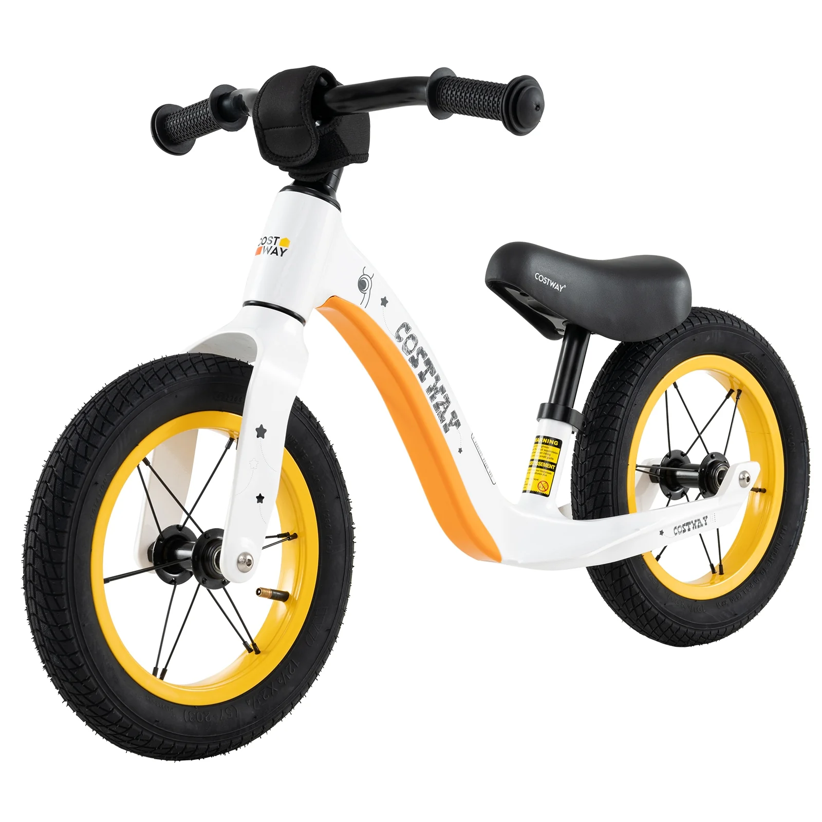 12-Inch Balance Bike, Adjustable Seat, Rotatable Handlebar, White - Image 4