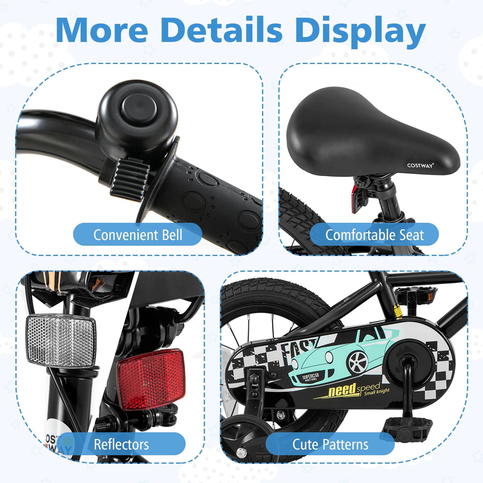 12 Inch Kids Bike, Adjustable For 3-4 Years, Low-Step Frame, Black - Image 10