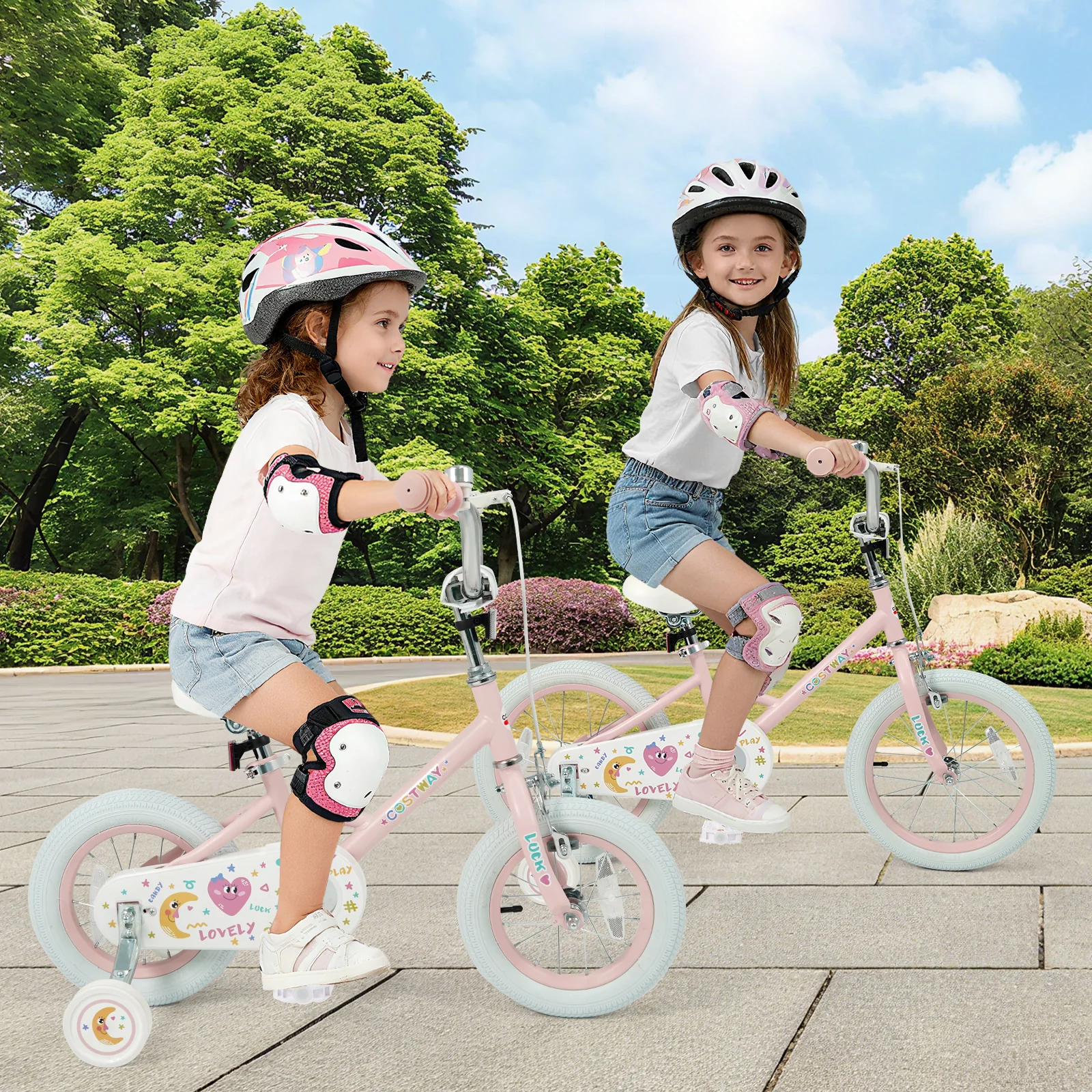 12 Inch Kids Bike Adjustable for 3-8 Years Old Children Pink - Stars & Moon, Pink - Image 3