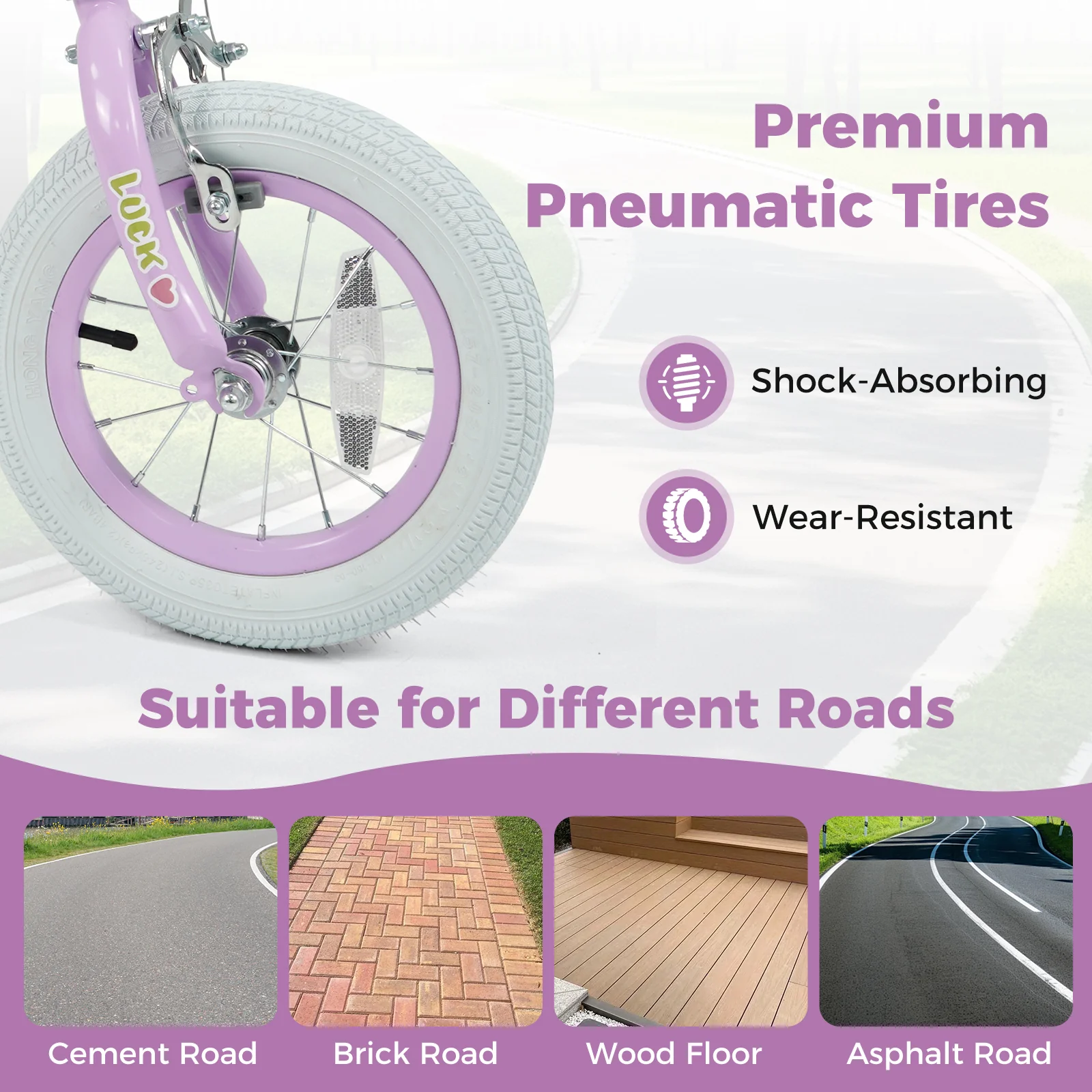 12 Inch Kids Bike Adjustable for 3-8 Years Old Children Purple - Stars & Moon, Purple - Image 10