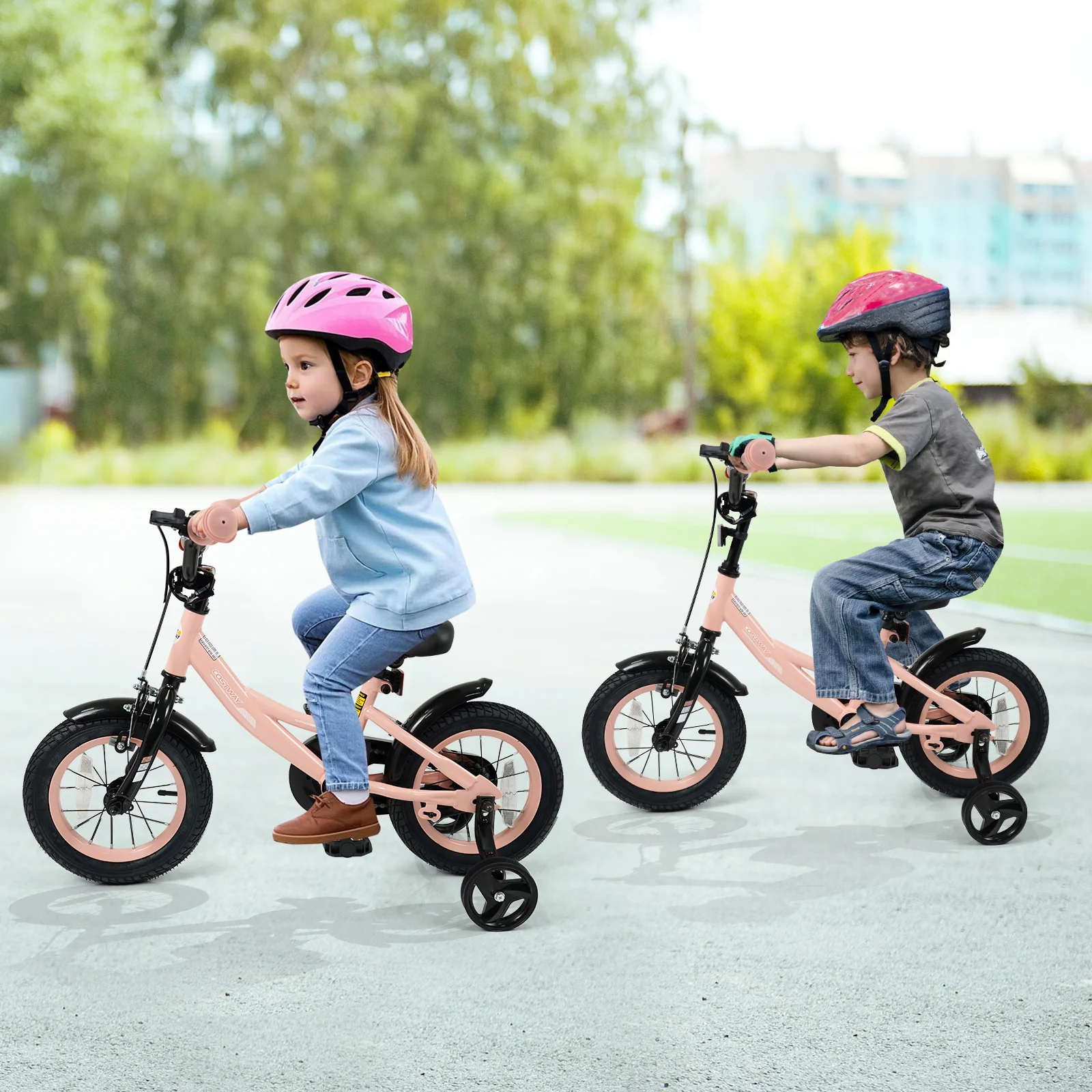 12 Inch Kids Bike, Adjustable, Removable Training Wheels, 3-8 Years, Pink - Image 3