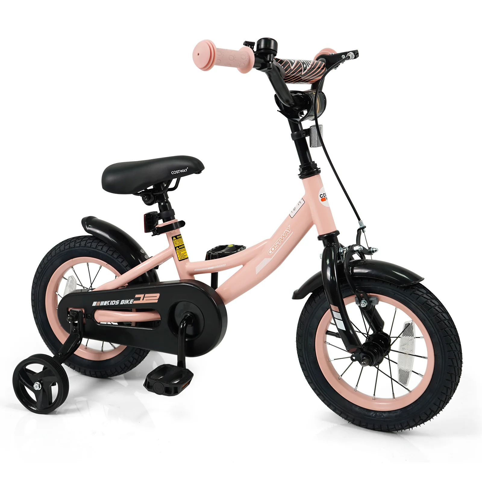 12 Inch Kids Bike, Adjustable, Removable Training Wheels, 3-8 Years, Pink - Image 4